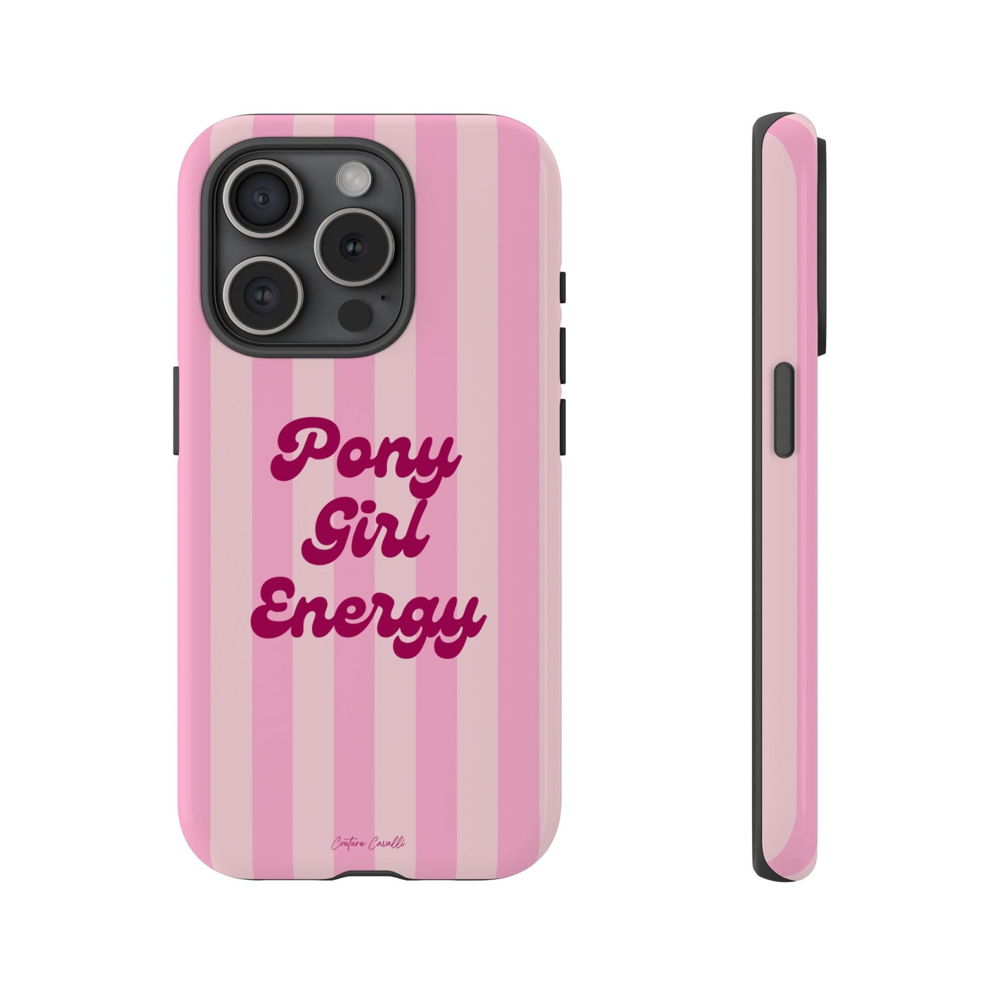 Pony Girl Energy Tough Phone Case — Pink Striped Protective Cover
