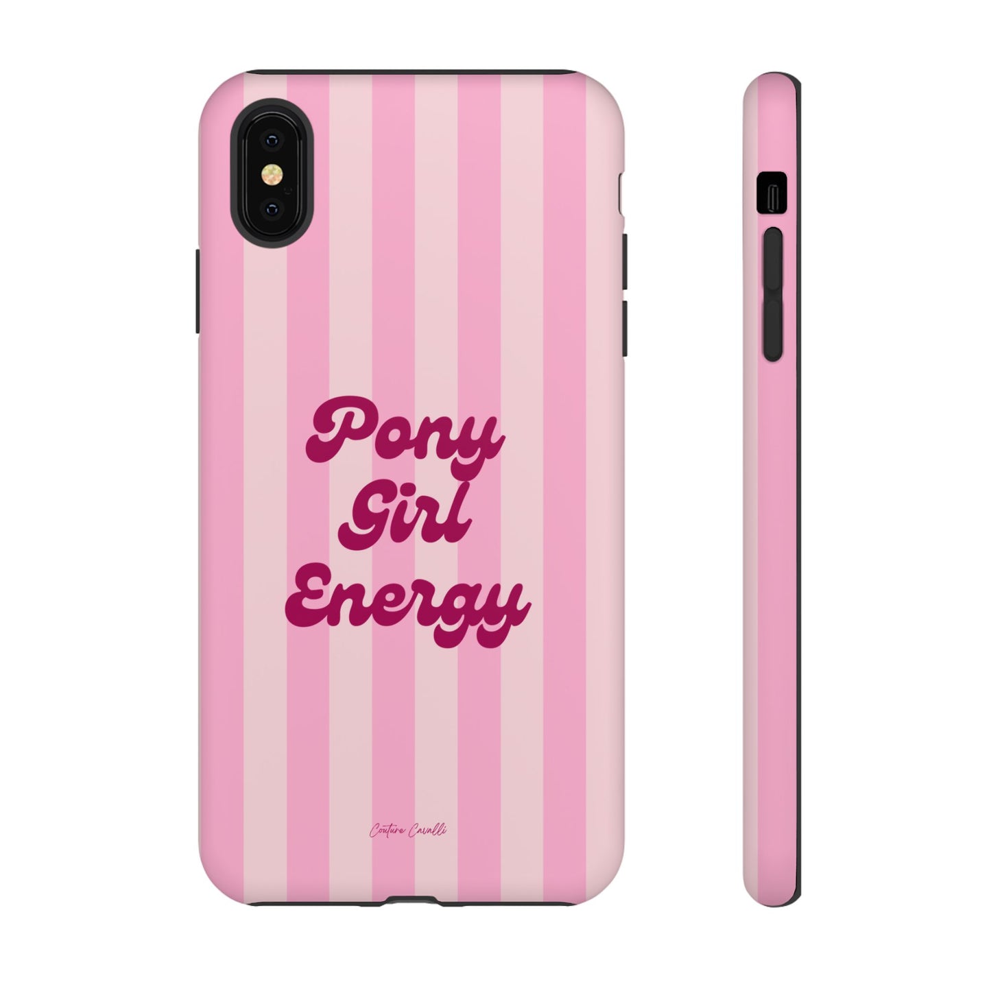 Pony Girl Energy Tough Phone Case — Pink Striped Protective Cover