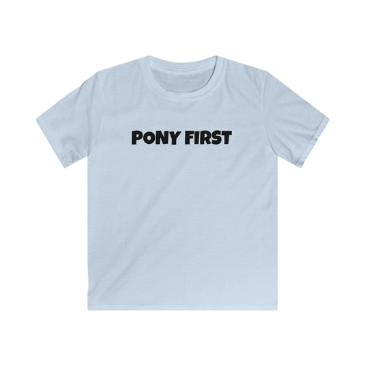 Pony First Kinder T-Shirt - Pferde Shirt für Mädchen & Jungen - Reiter Geschenk, Pony Liebe, Geburtstagsgeschenk Kinder I Pferdemädchen