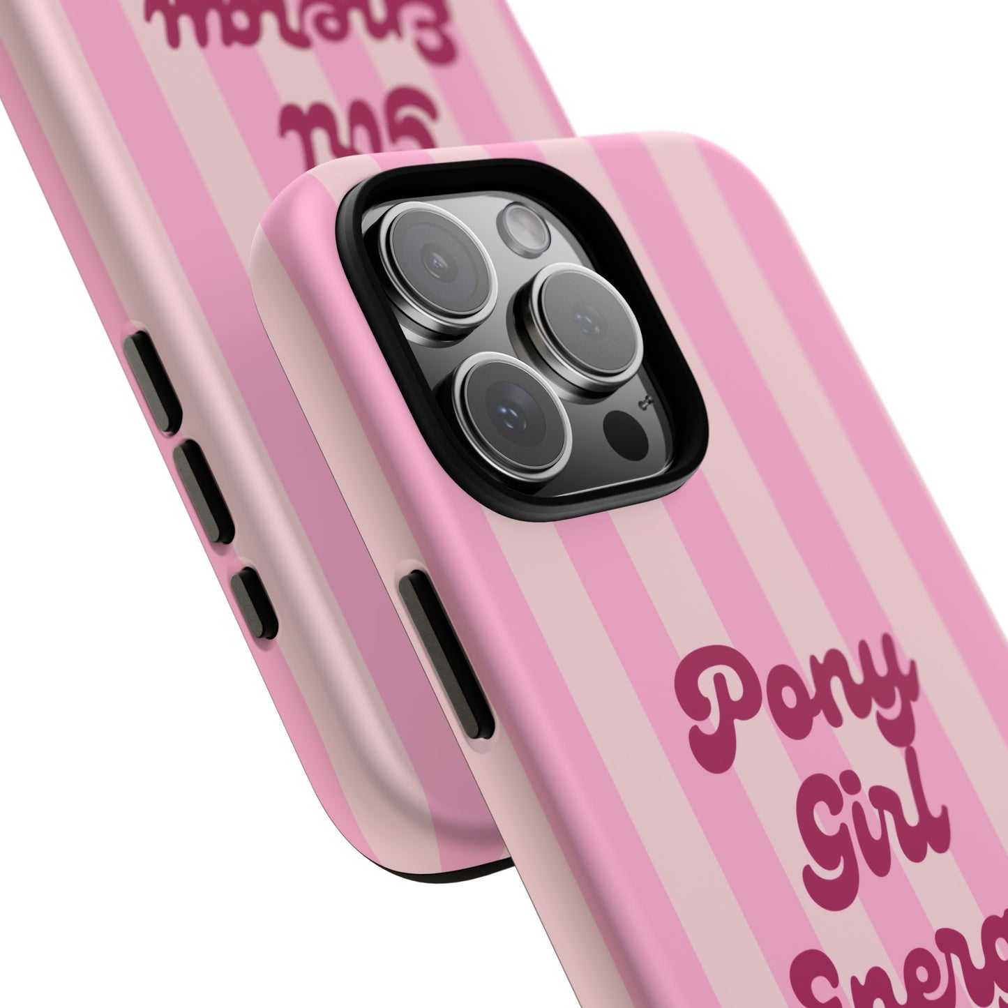 Pony Girl Energy Tough Phone Case — Pink Striped Protective Cover