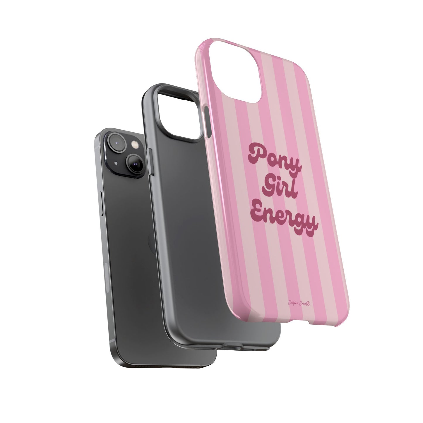 Pony Girl Energy Tough Phone Case — Pink Striped Protective Cover