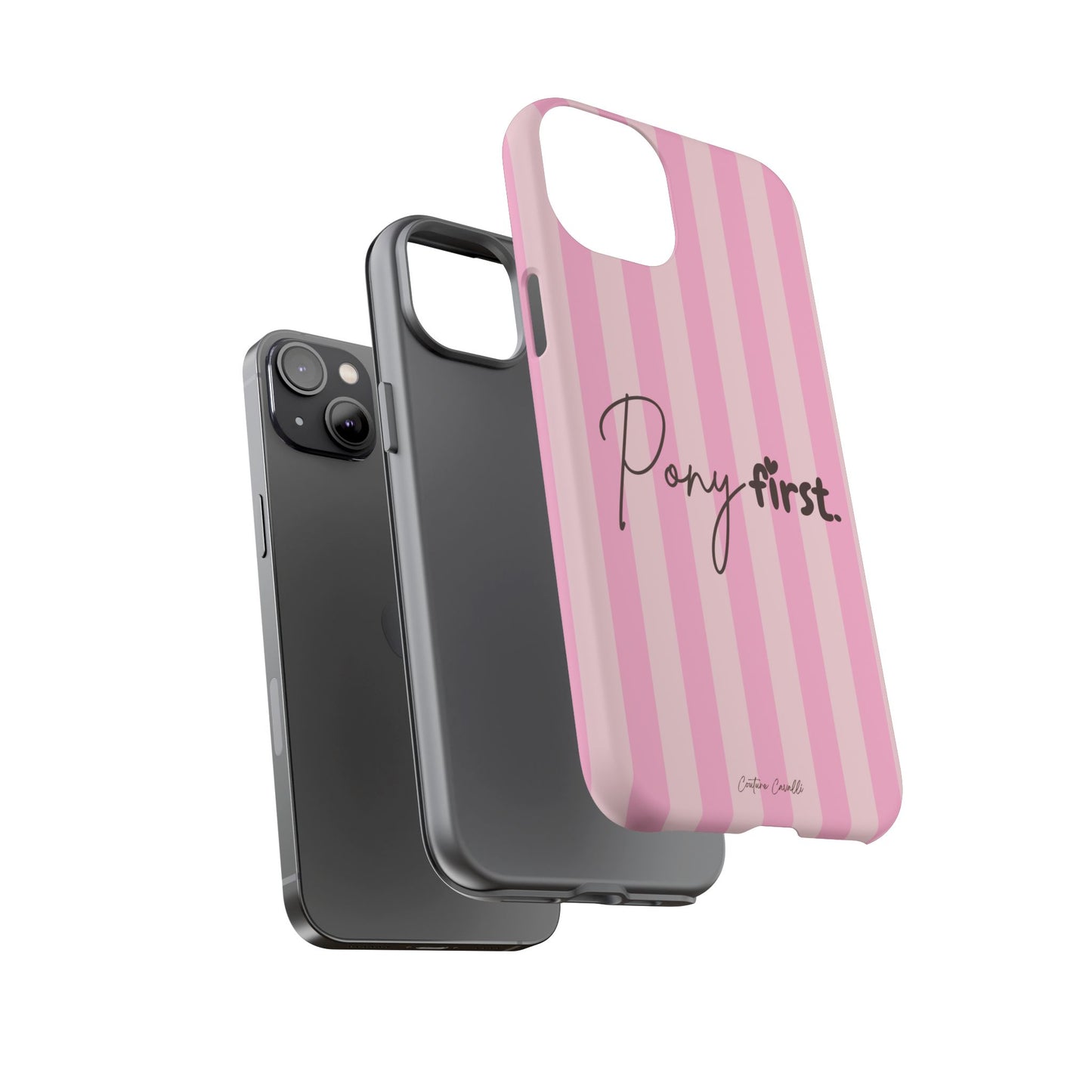 Pony First Phone Case — Pink Striped Tough Case for Horse Lovers