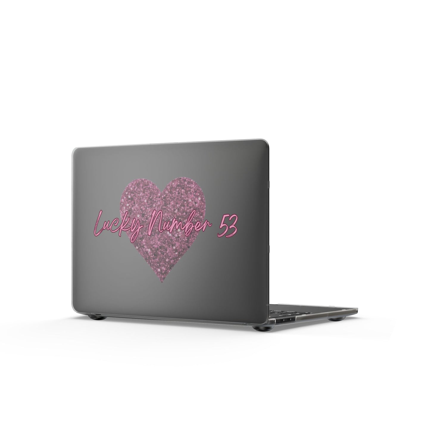 Matte MacBook Case — Pink Glitter Heart mit Pferdenamen pesonalisiert