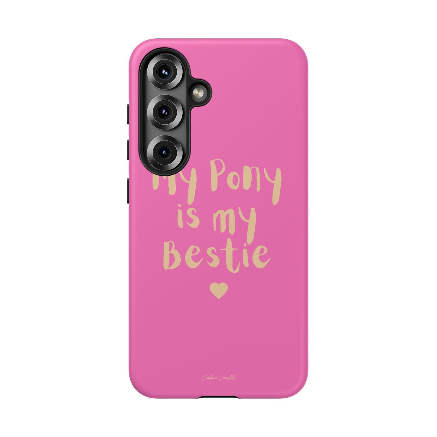 Pink 'My Pony Is My Bestie' Tough Phone Case I Handyhülle I Personalisiert mit Ponynamen