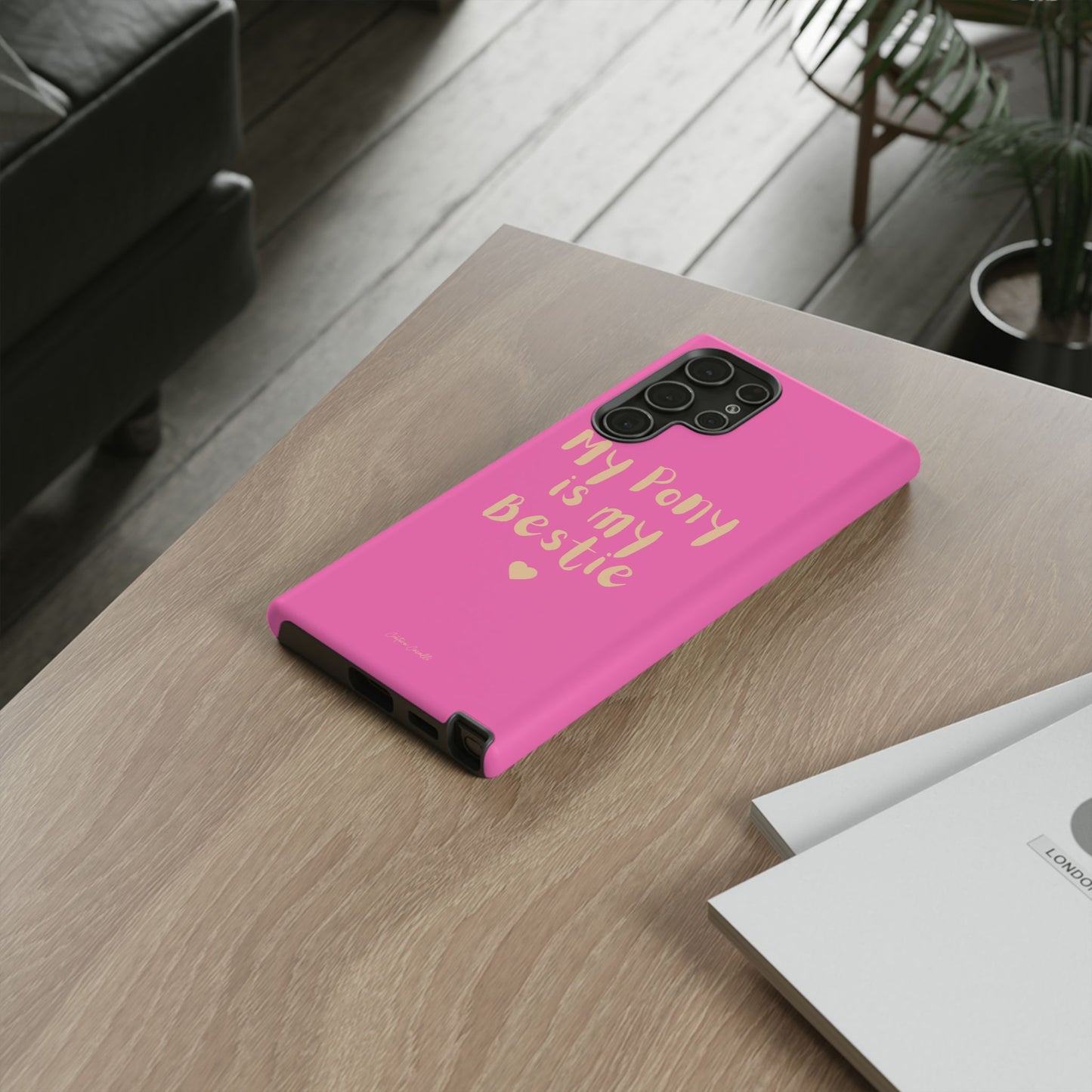 Pink 'My Pony Is My Bestie' Tough Phone Case I Handyhülle I Personalisiert mit Ponynamen