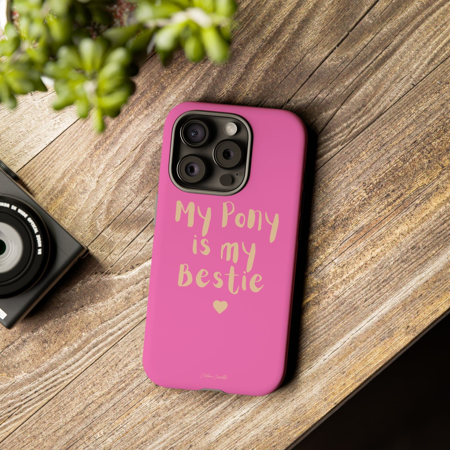 Pink 'My Pony Is My Bestie' Tough Phone Case I Handyhülle I Personalisiert mit Ponynamen