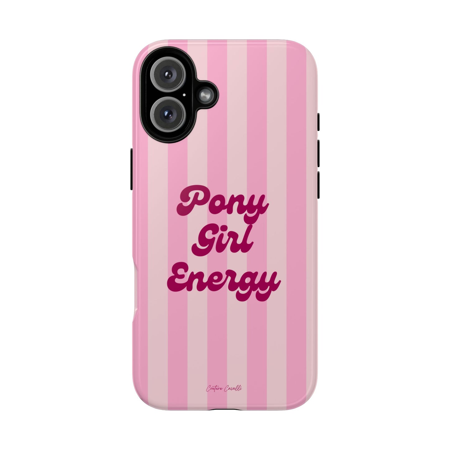 Pony Girl Energy Tough Phone Case — Pink Striped Protective Cover