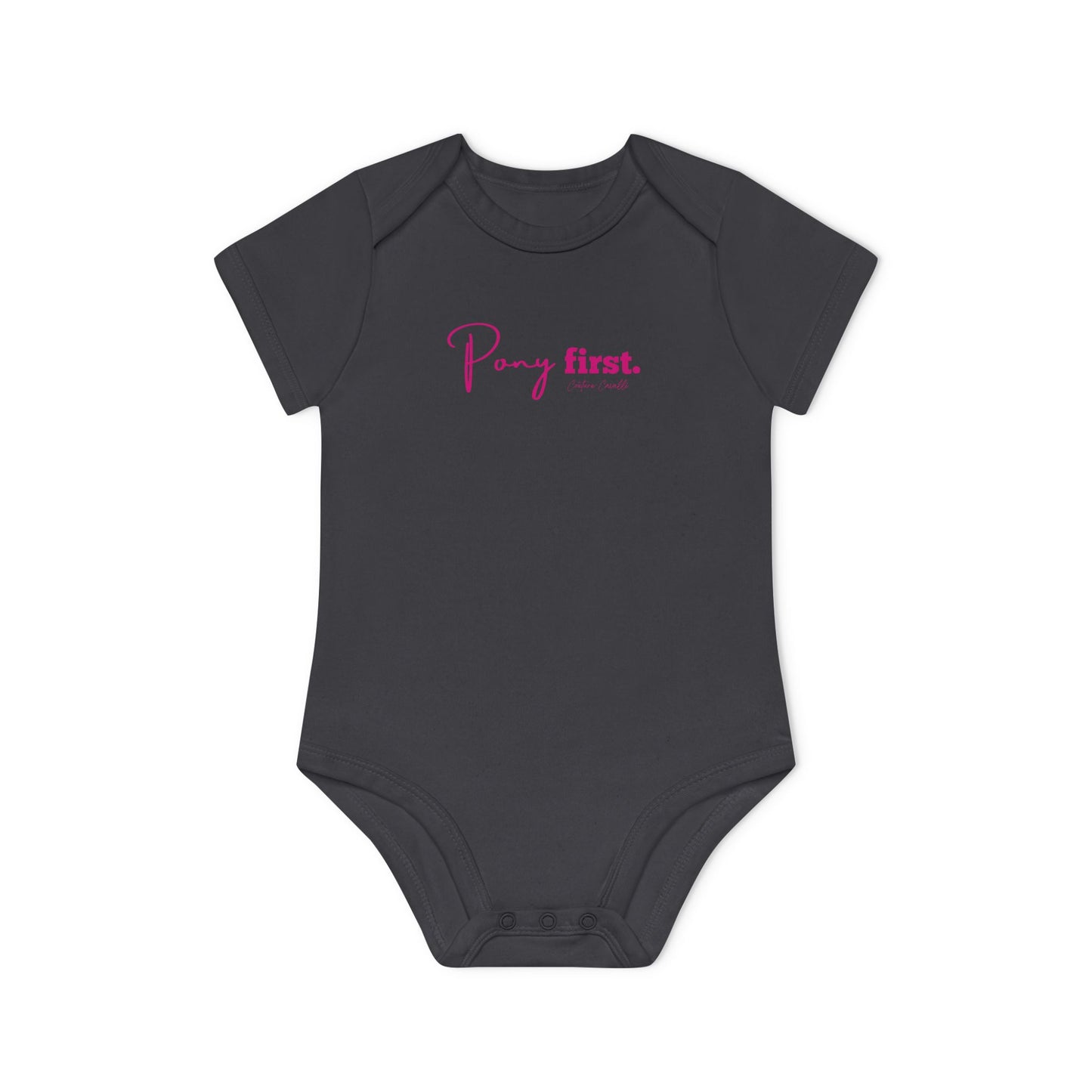 Pony First Baby Body – Pferdeliebe Body | Stall Baby Outfit | Reitsport Geschenkidee