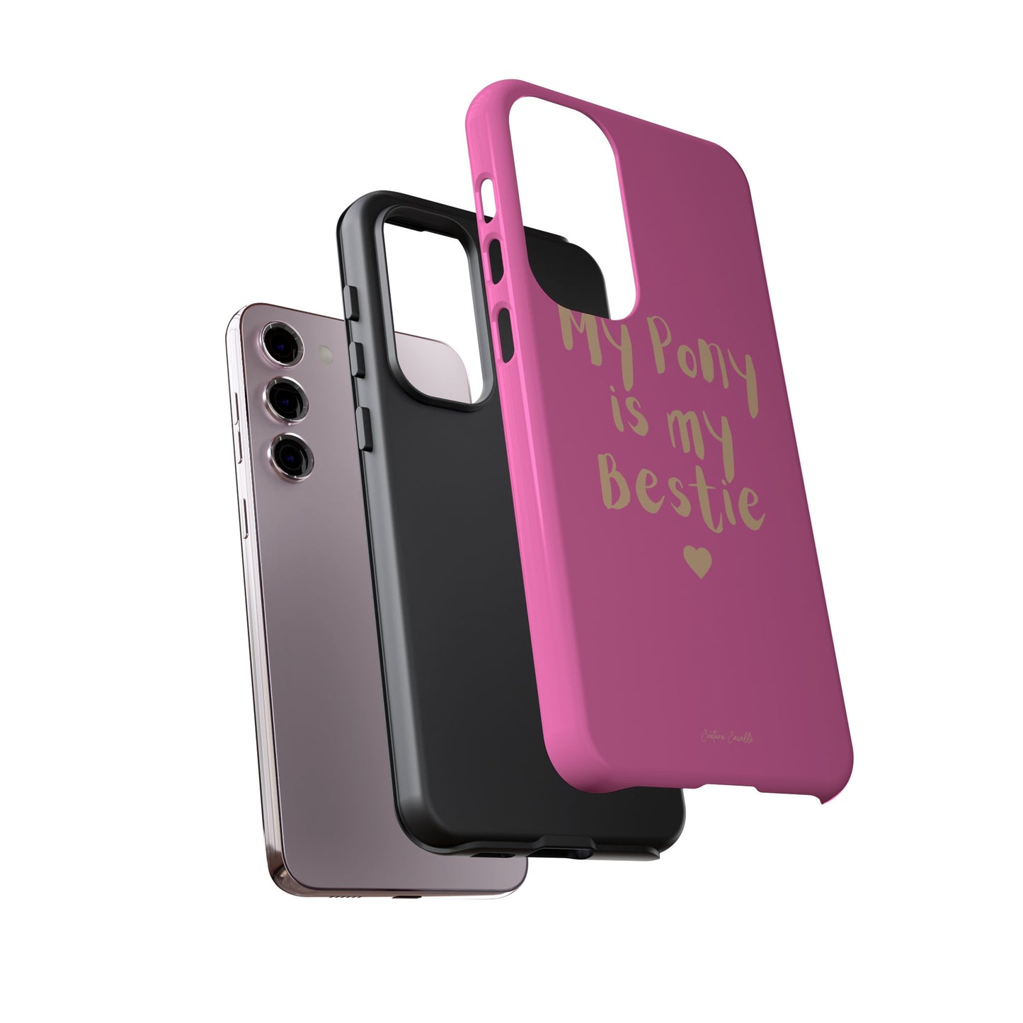 Pink 'My Pony Is My Bestie' Tough Phone Case I Handyhülle I Personalisiert mit Ponynamen