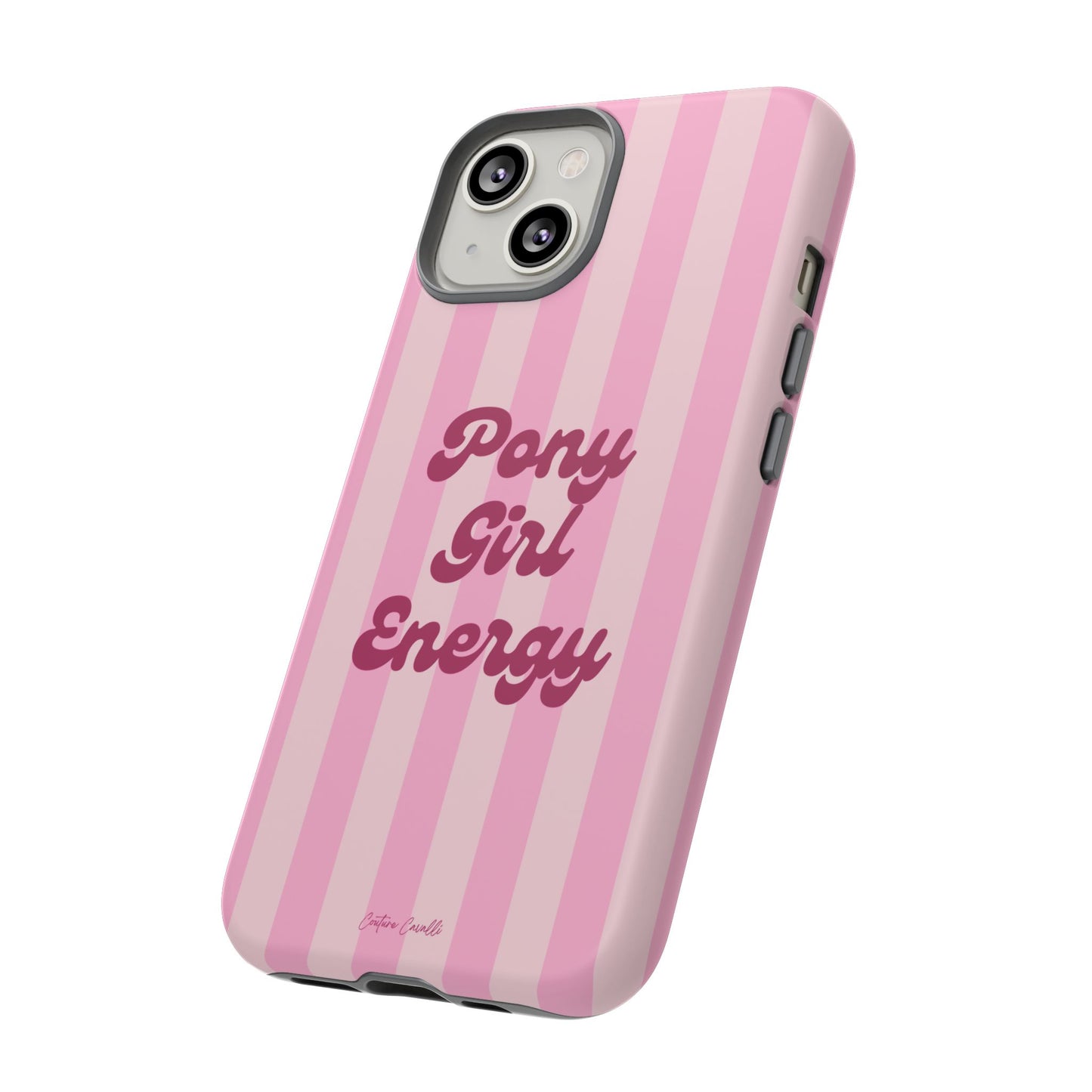 Pony Girl Energy Tough Phone Case — Pink Striped Protective Cover