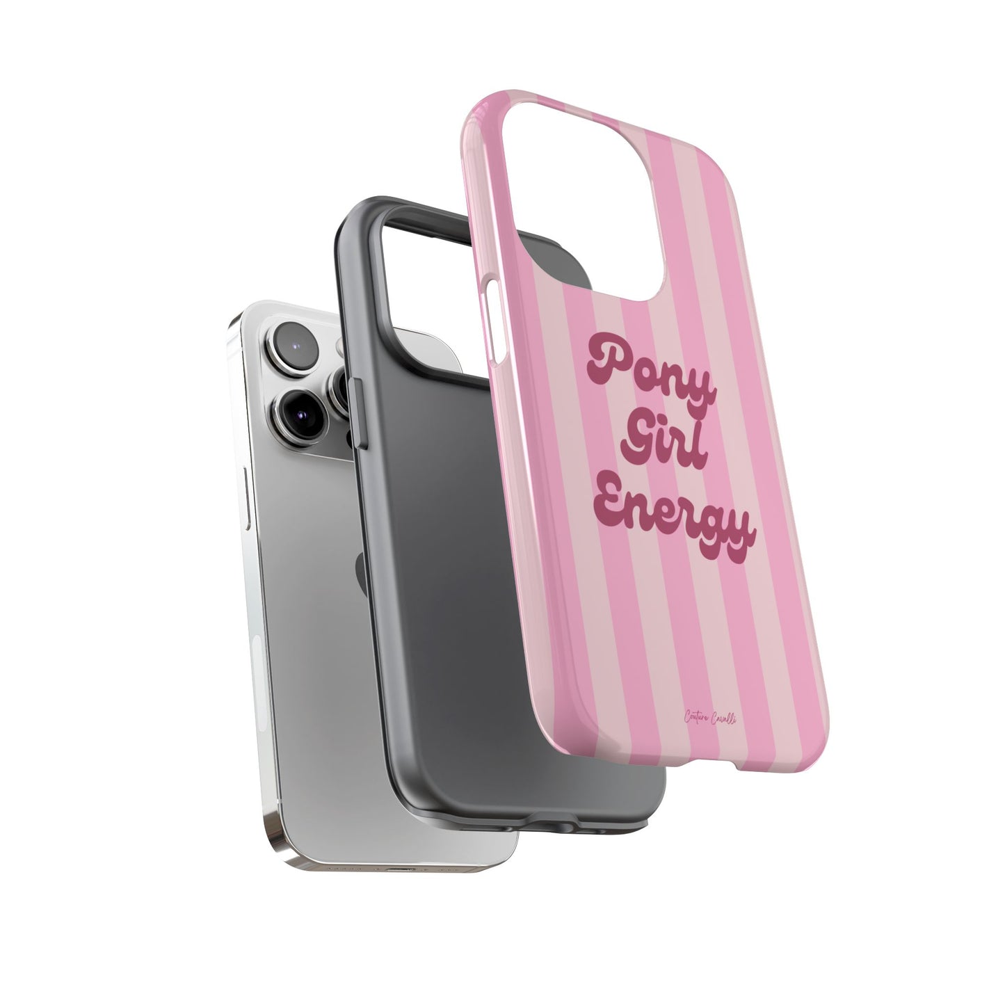 Pony Girl Energy Tough Phone Case — Pink Striped Protective Cover