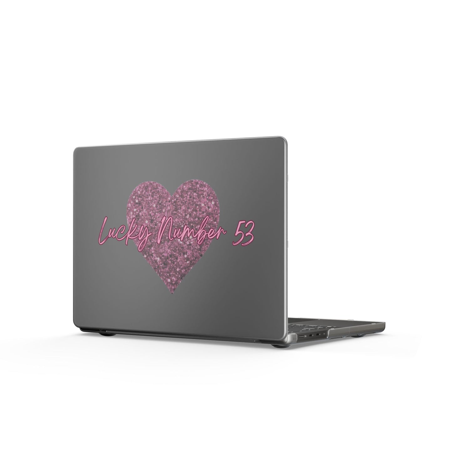 Matte MacBook Case — Pink Glitter Heart mit Pferdenamen pesonalisiert