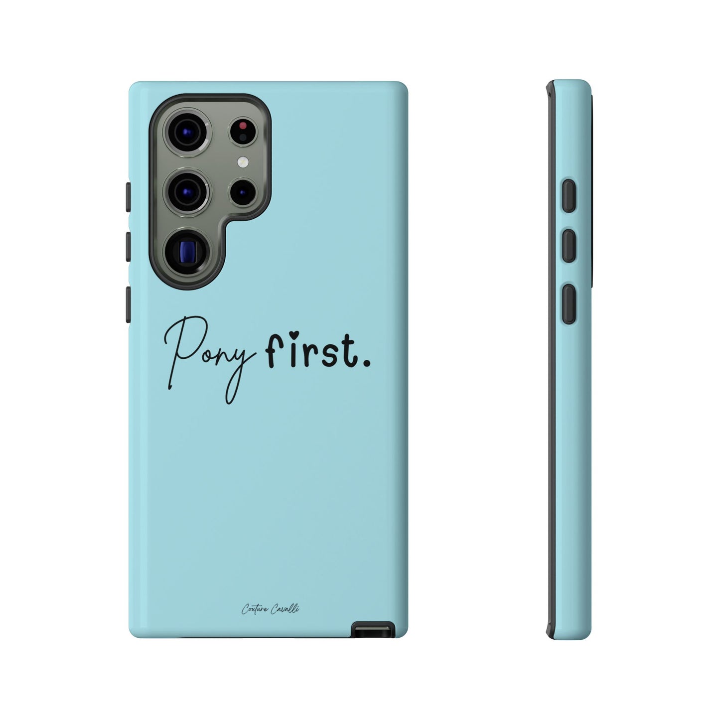 Pony First Phone Case - Protective Tough iPhone Cover with Minimalist Equestrian Script