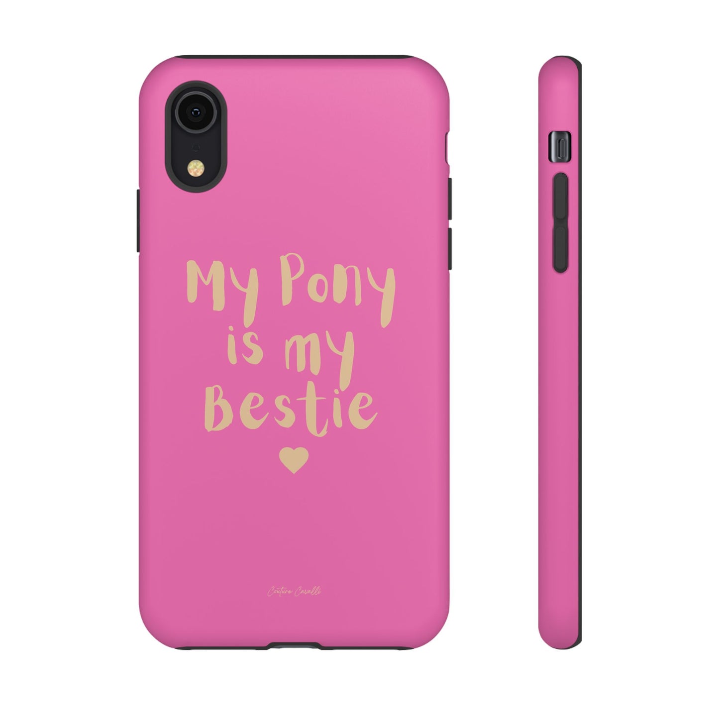 Pink 'My Pony Is My Bestie' Tough Phone Case I Handyhülle I Personalisiert mit Ponynamen