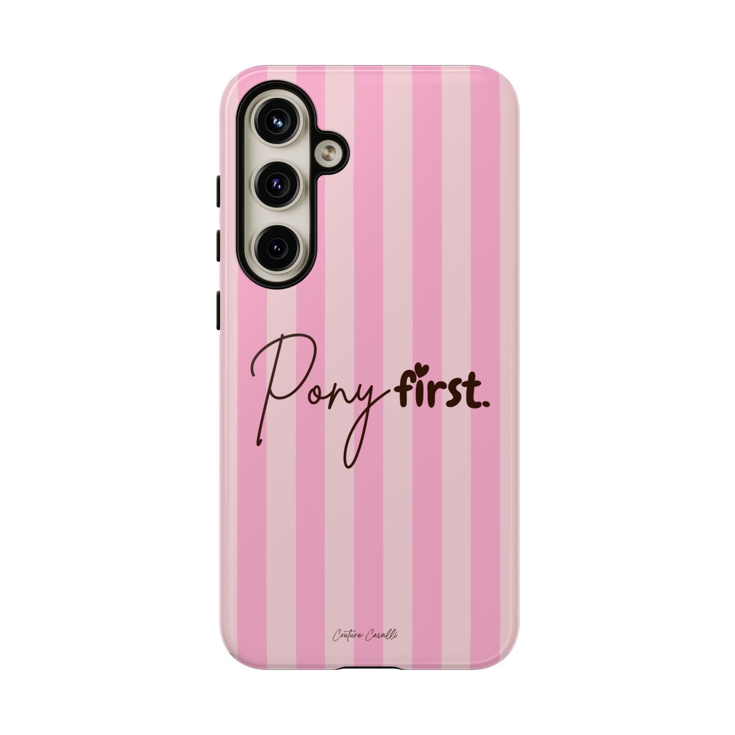 Pony First Phone Case — Pink Striped Tough Case for Horse Lovers