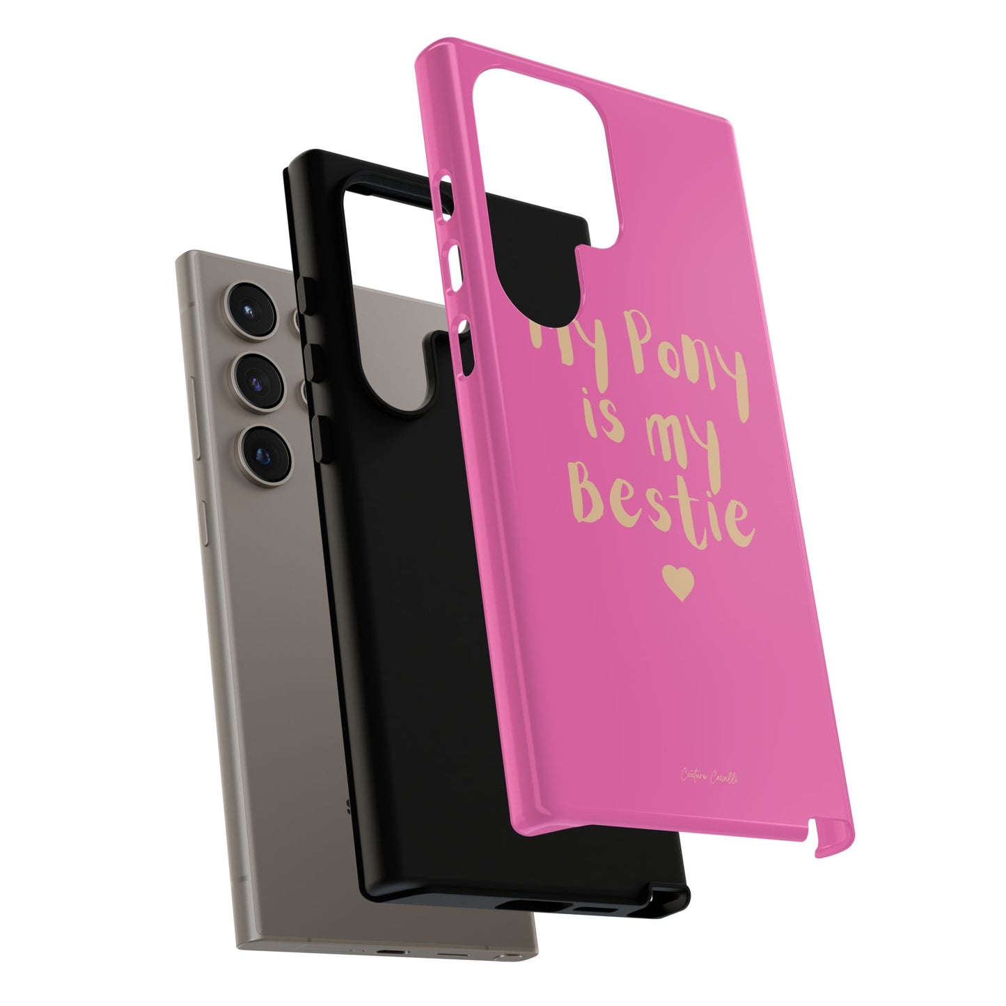 Pink 'My Pony Is My Bestie' Tough Phone Case I Handyhülle I Personalisiert mit Ponynamen
