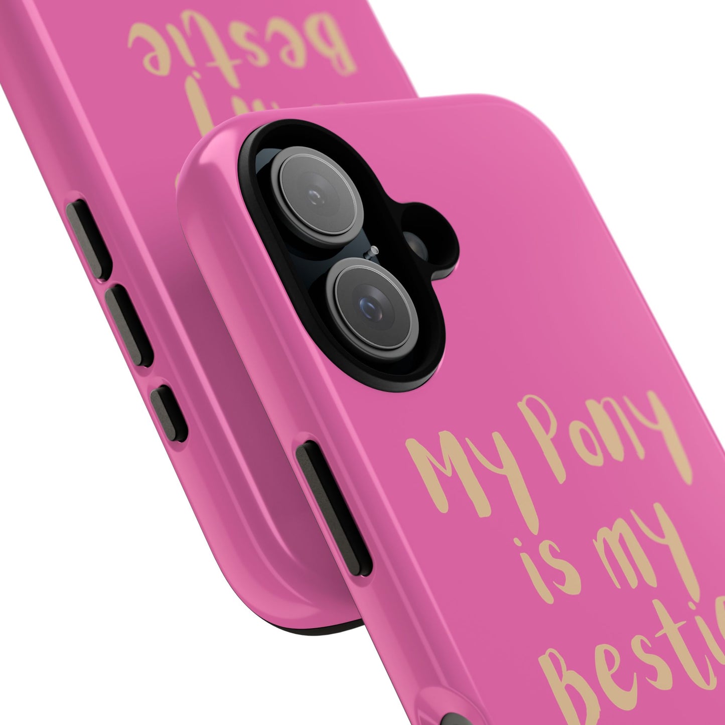 Pink 'My Pony Is My Bestie' Tough Phone Case I Handyhülle I Personalisiert mit Ponynamen