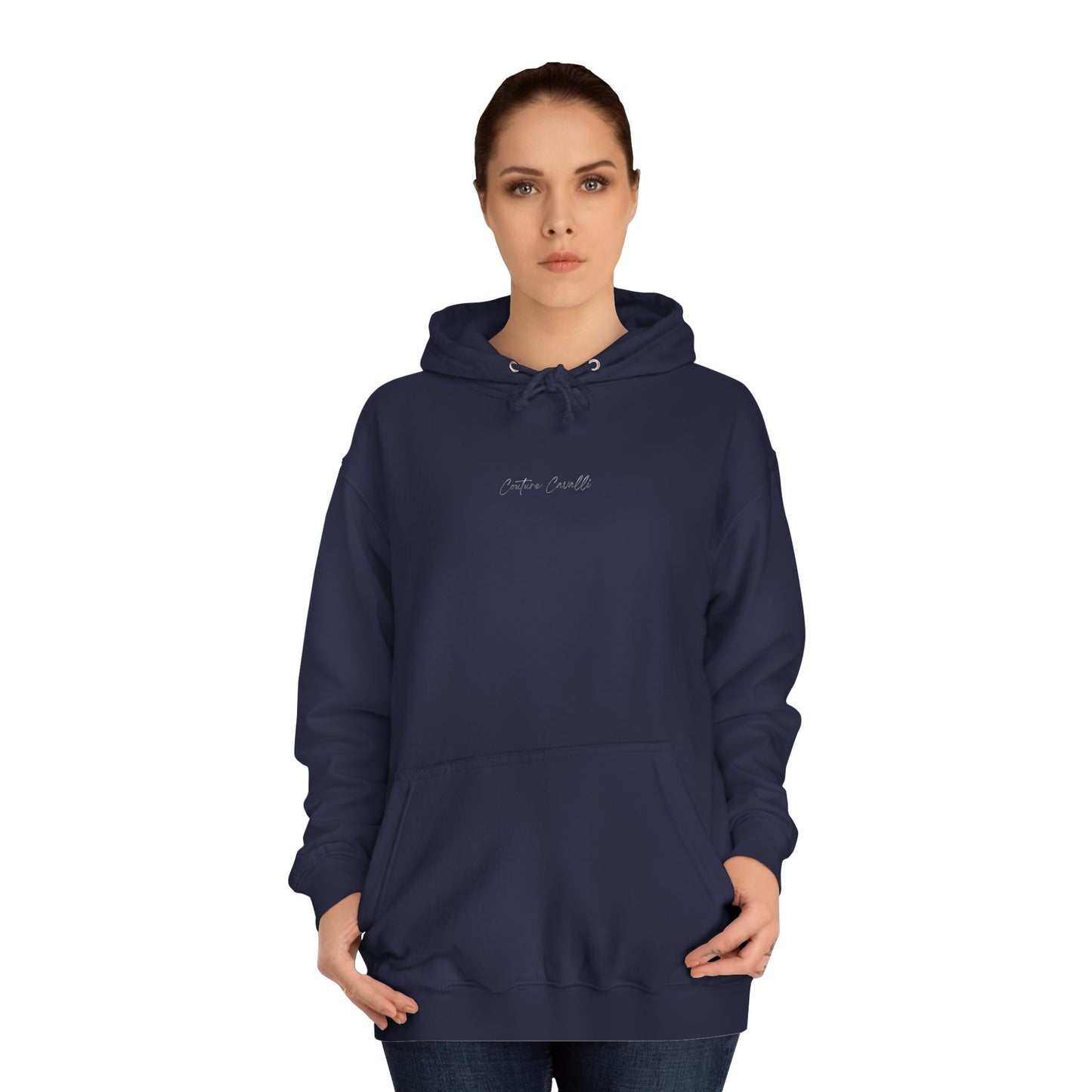 College Hoodie — 'PONY FIRST.' Metallic Back Print, Casual Campus Pullover