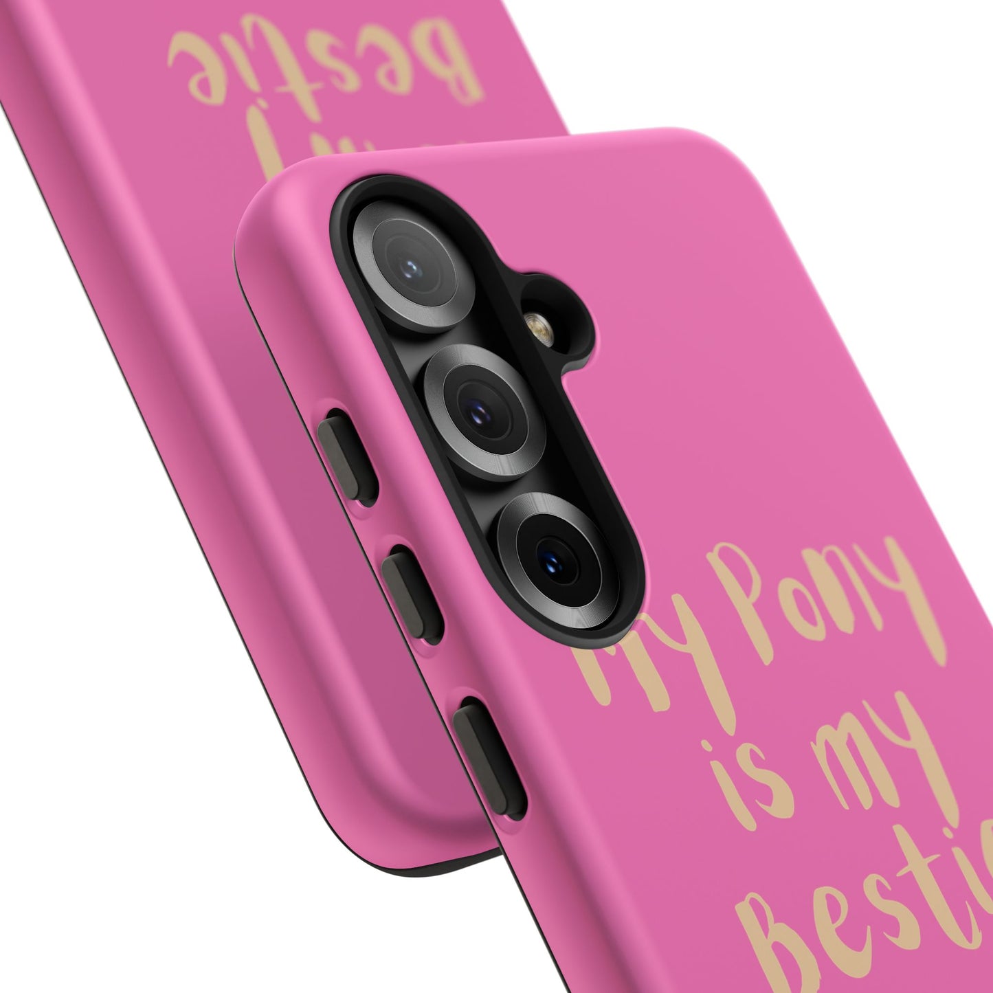 Pink 'My Pony Is My Bestie' Tough Phone Case I Handyhülle I Personalisiert mit Ponynamen
