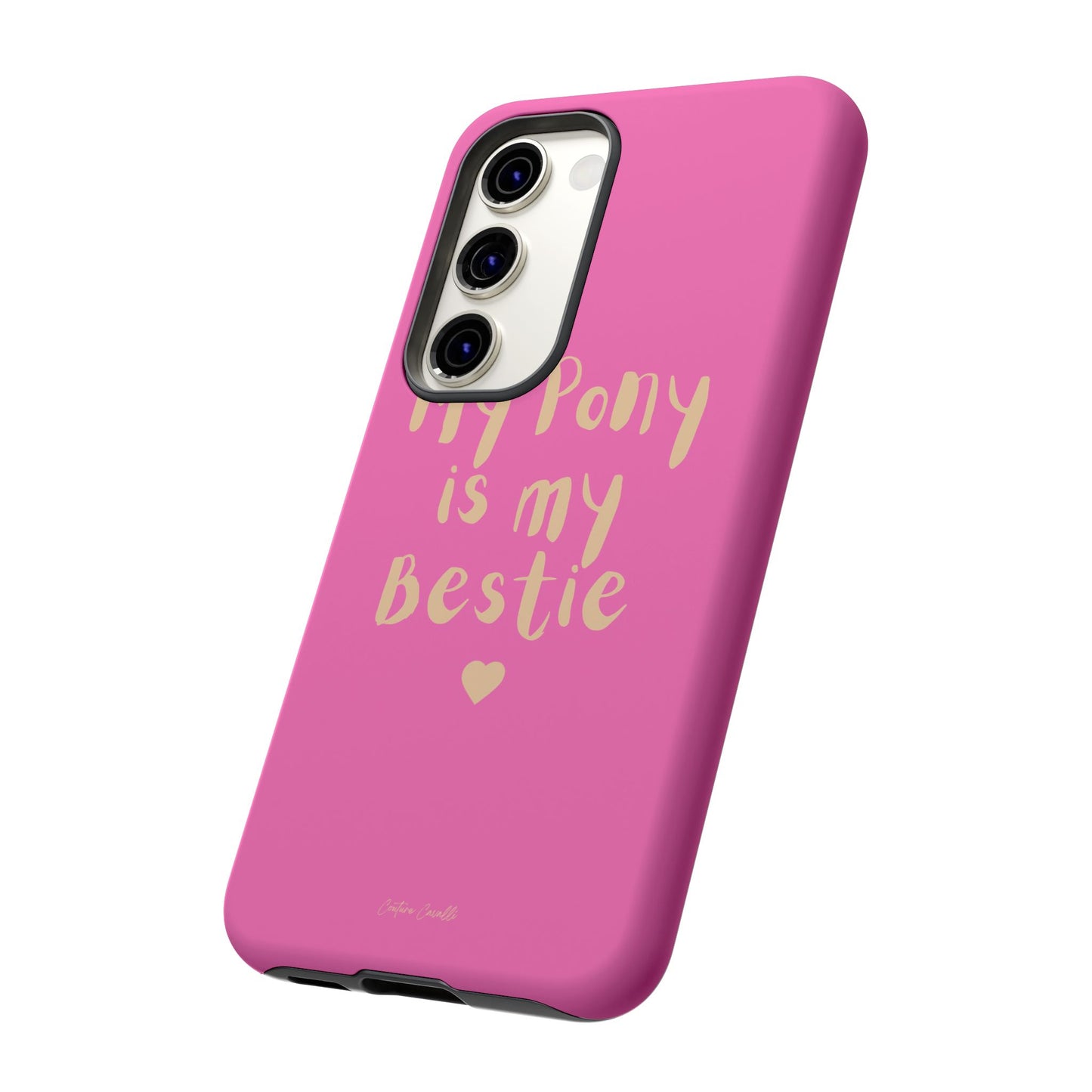 Pink 'My Pony Is My Bestie' Tough Phone Case I Handyhülle I Personalisiert mit Ponynamen