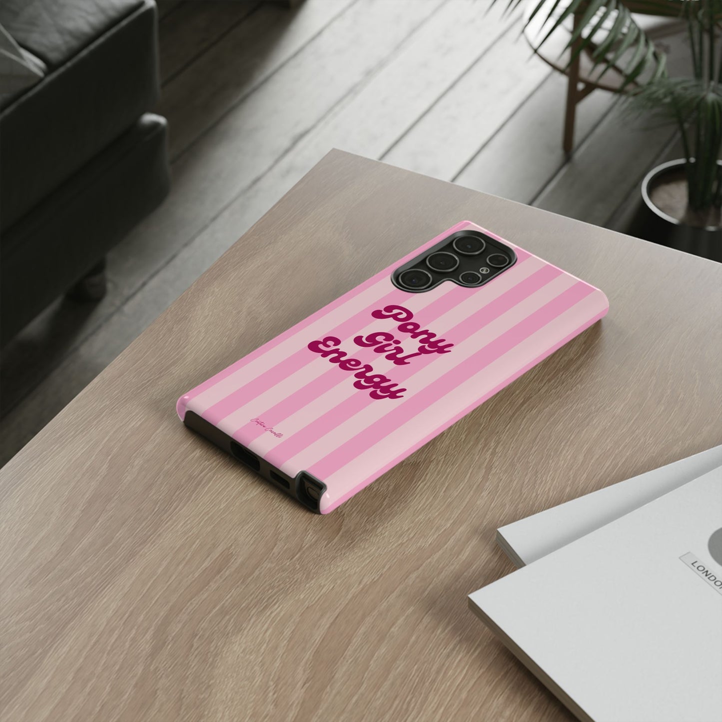 Pony Girl Energy Tough Phone Case — Pink Striped Protective Cover