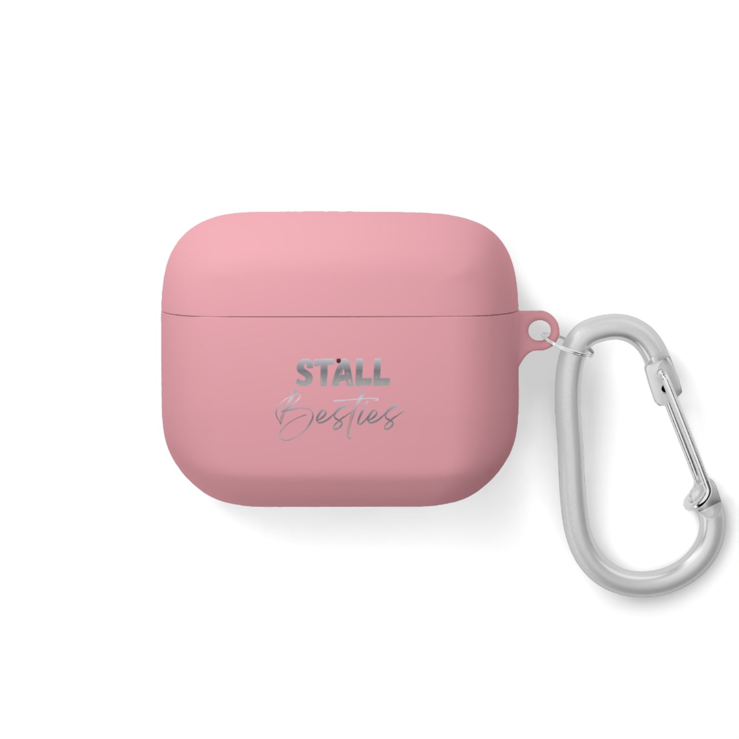 Minimal Personalized AirPods Case Cover — Custom Name Script with Carabiner
