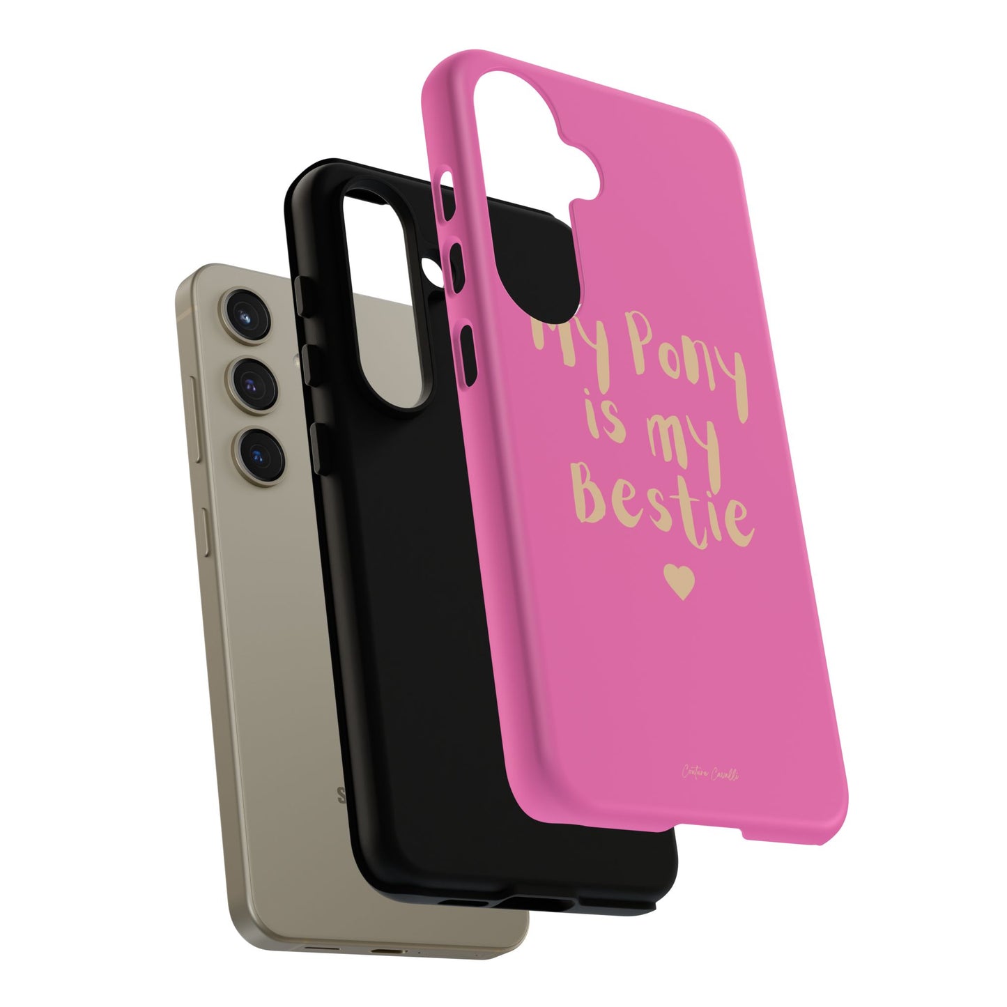 Pink 'My Pony Is My Bestie' Tough Phone Case I Handyhülle I Personalisiert mit Ponynamen