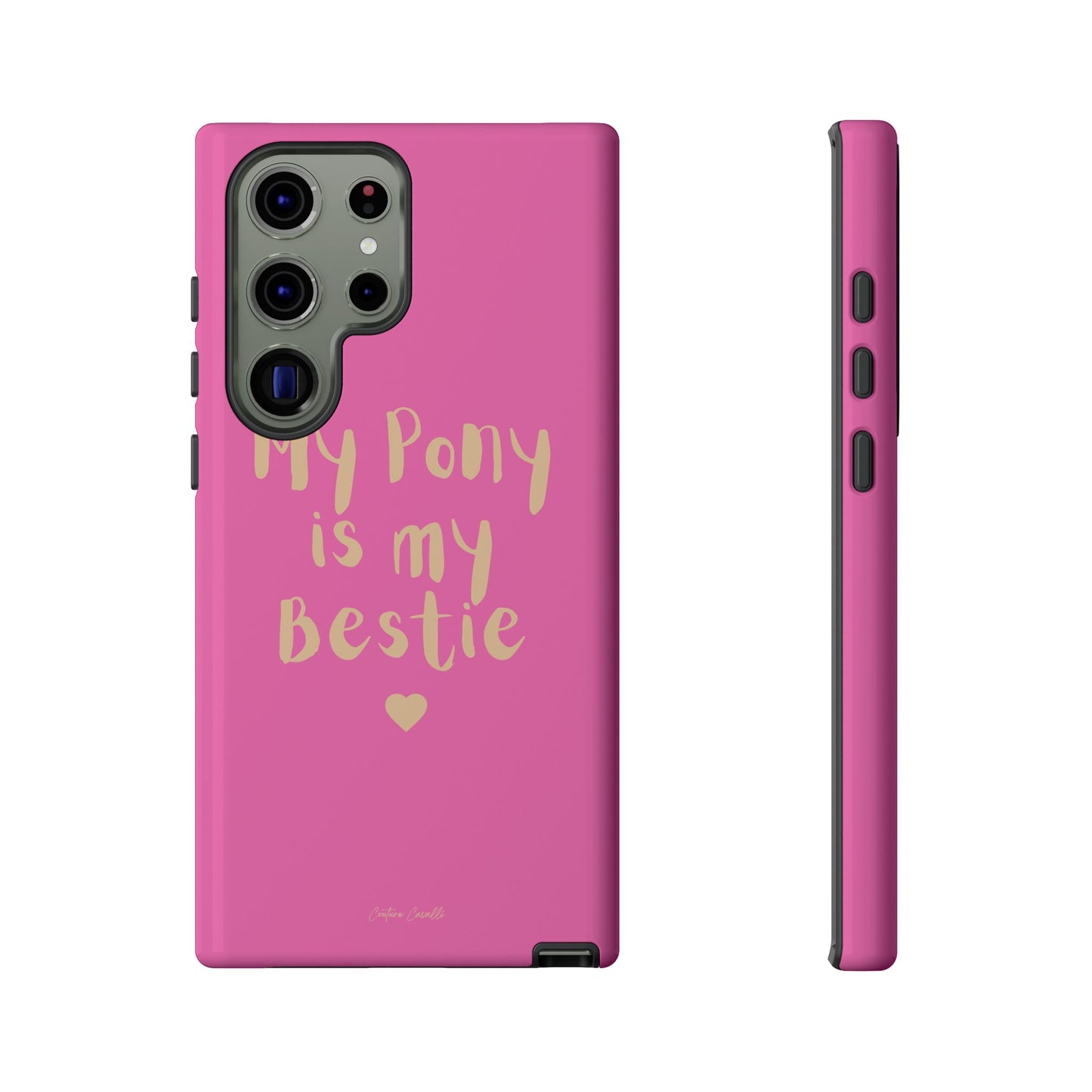 Pink 'My Pony Is My Bestie' Tough Phone Case I Handyhülle I Personalisiert mit Ponynamen