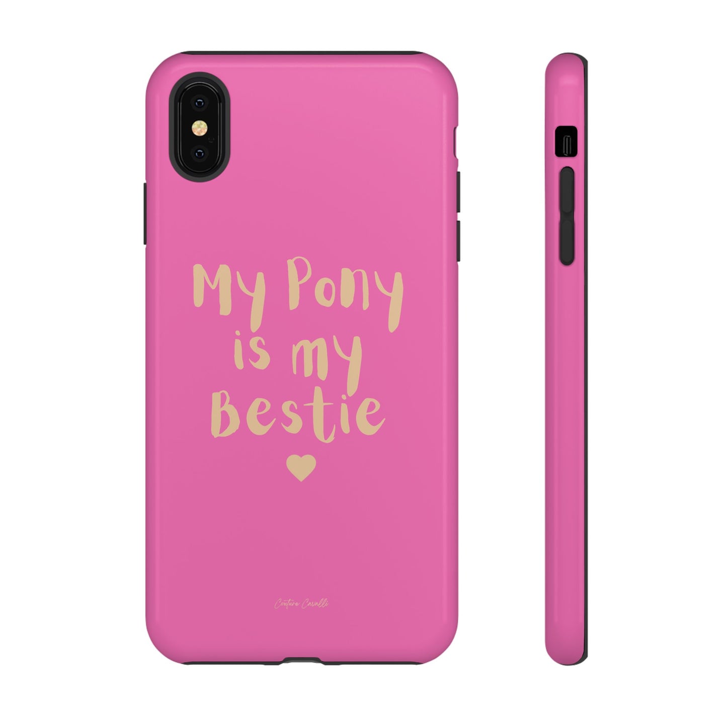 Pink 'My Pony Is My Bestie' Tough Phone Case I Handyhülle I Personalisiert mit Ponynamen