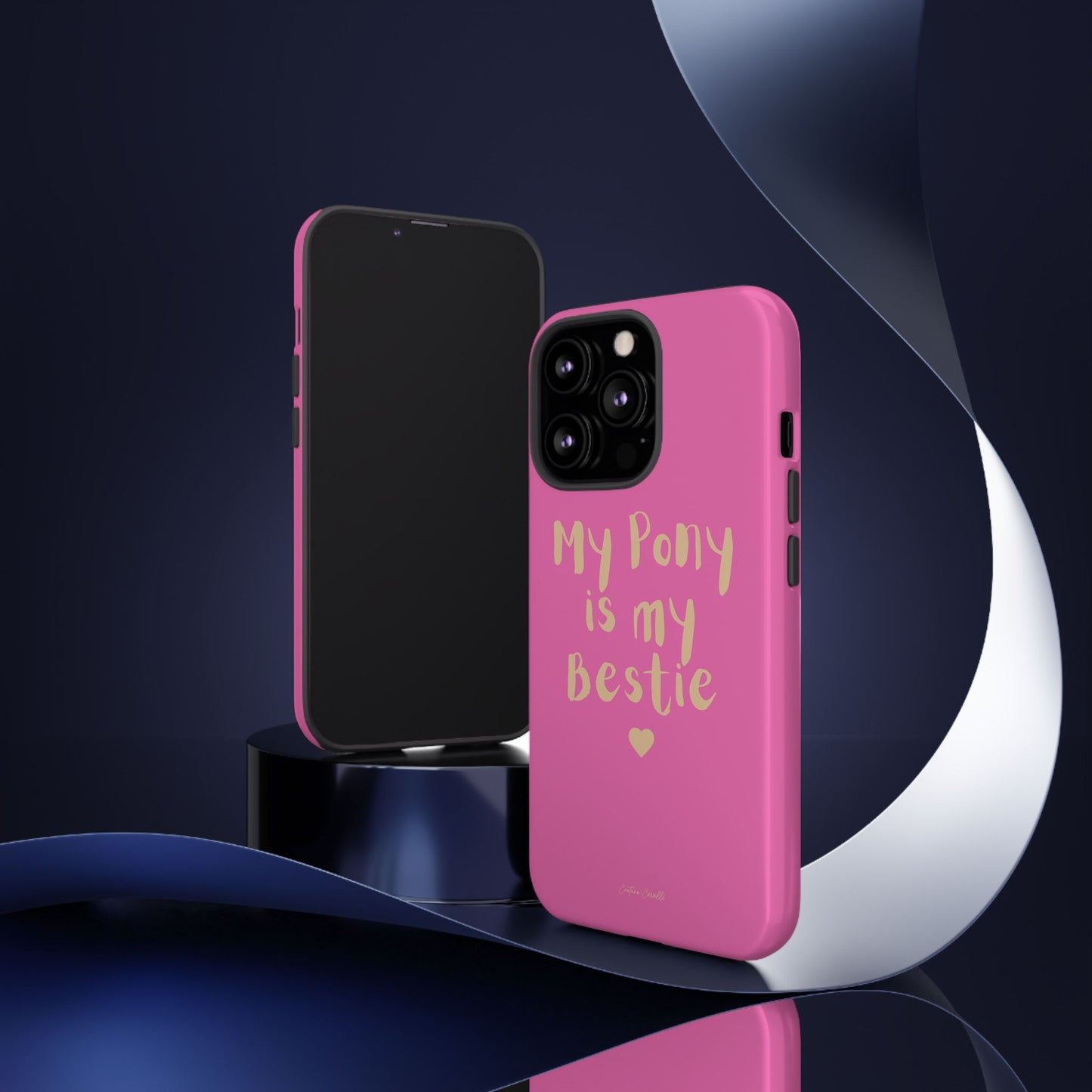Pink 'My Pony Is My Bestie' Tough Phone Case I Handyhülle I Personalisiert mit Ponynamen