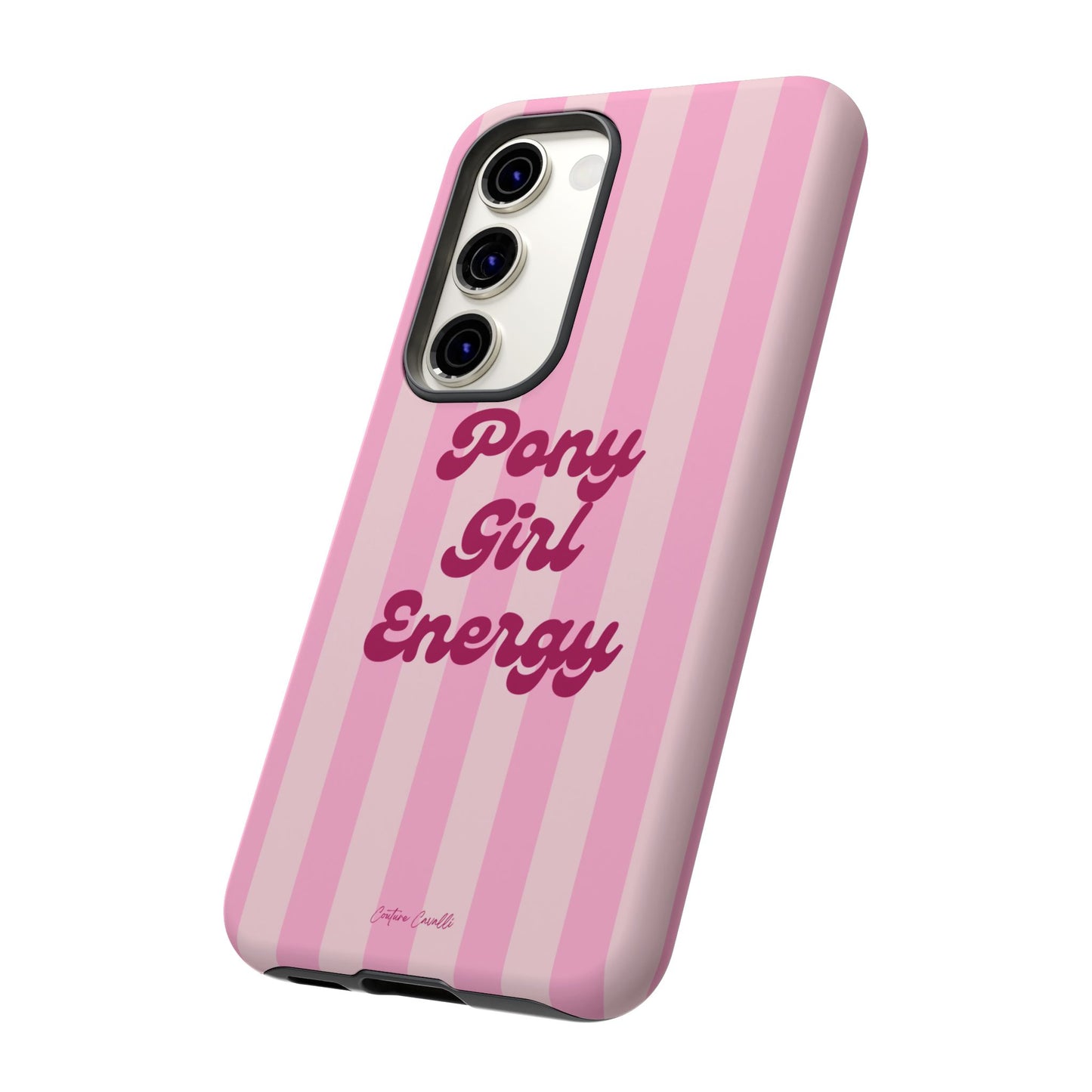 Pony Girl Energy Tough Phone Case — Pink Striped Protective Cover