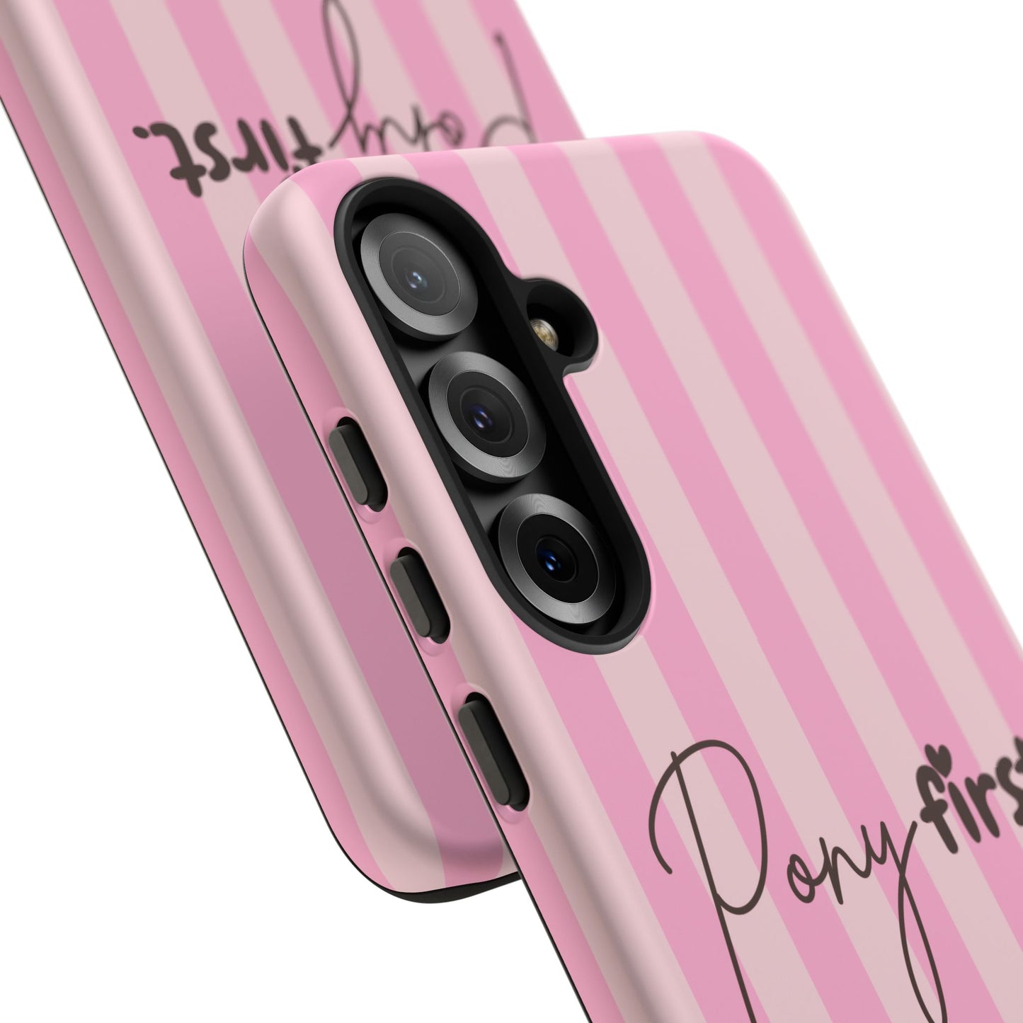 Pony First Phone Case — Pink Striped Tough Case for Horse Lovers