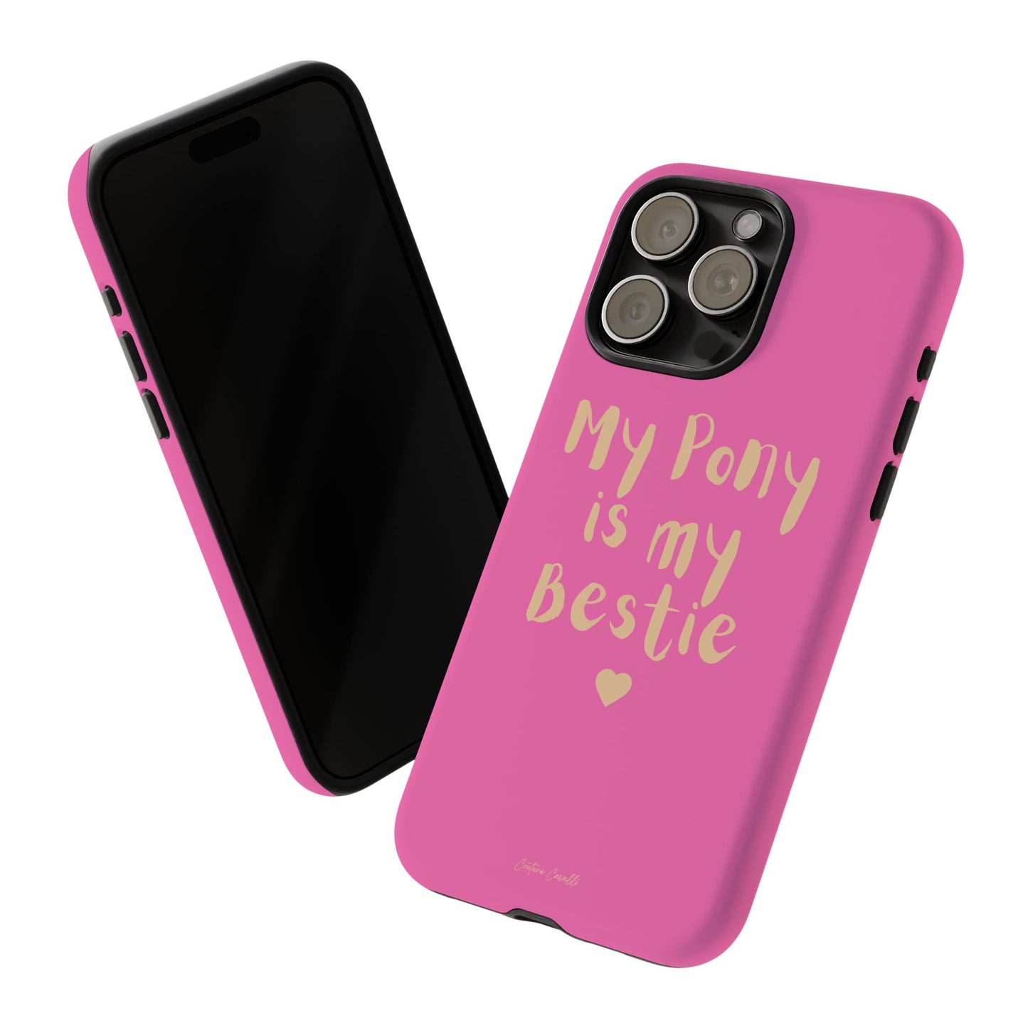 Pink 'My Pony Is My Bestie' Tough Phone Case I Handyhülle I Personalisiert mit Ponynamen