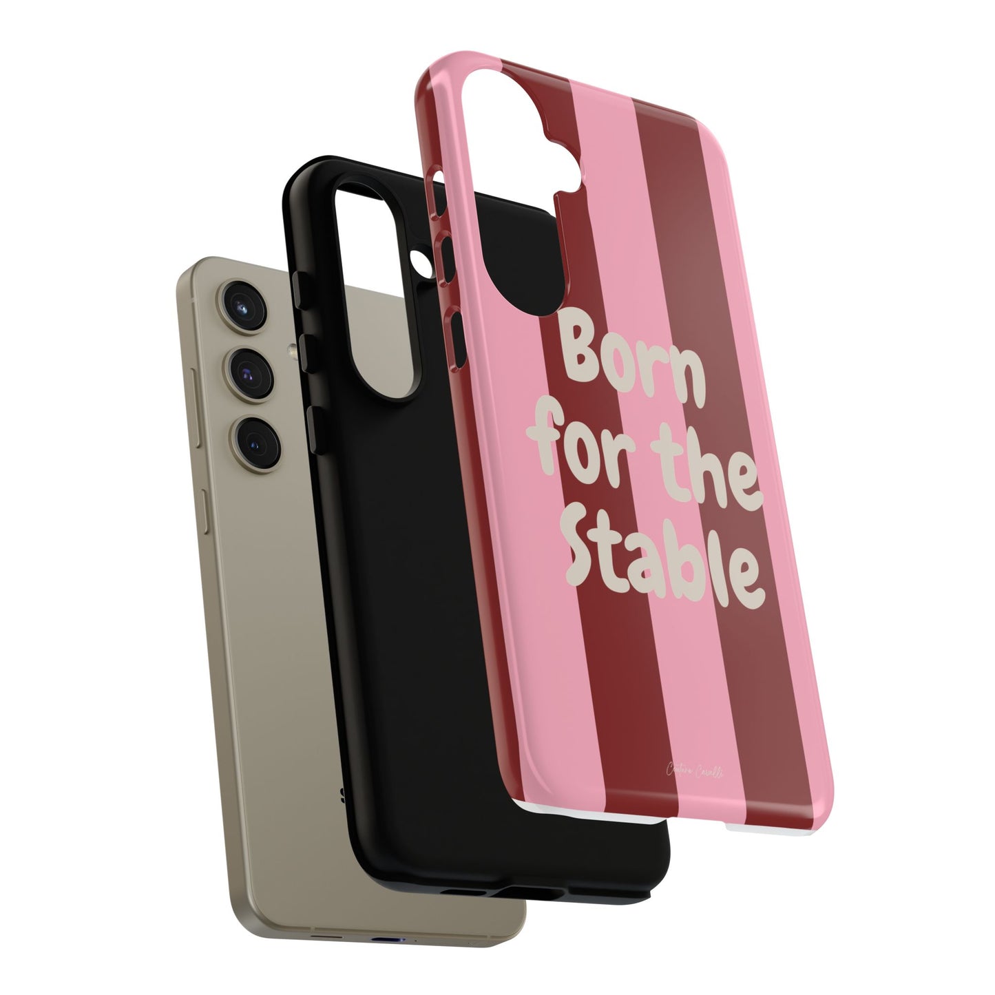 Phone Case — "Born for the Stable" Pink Striped Protective Tough Case