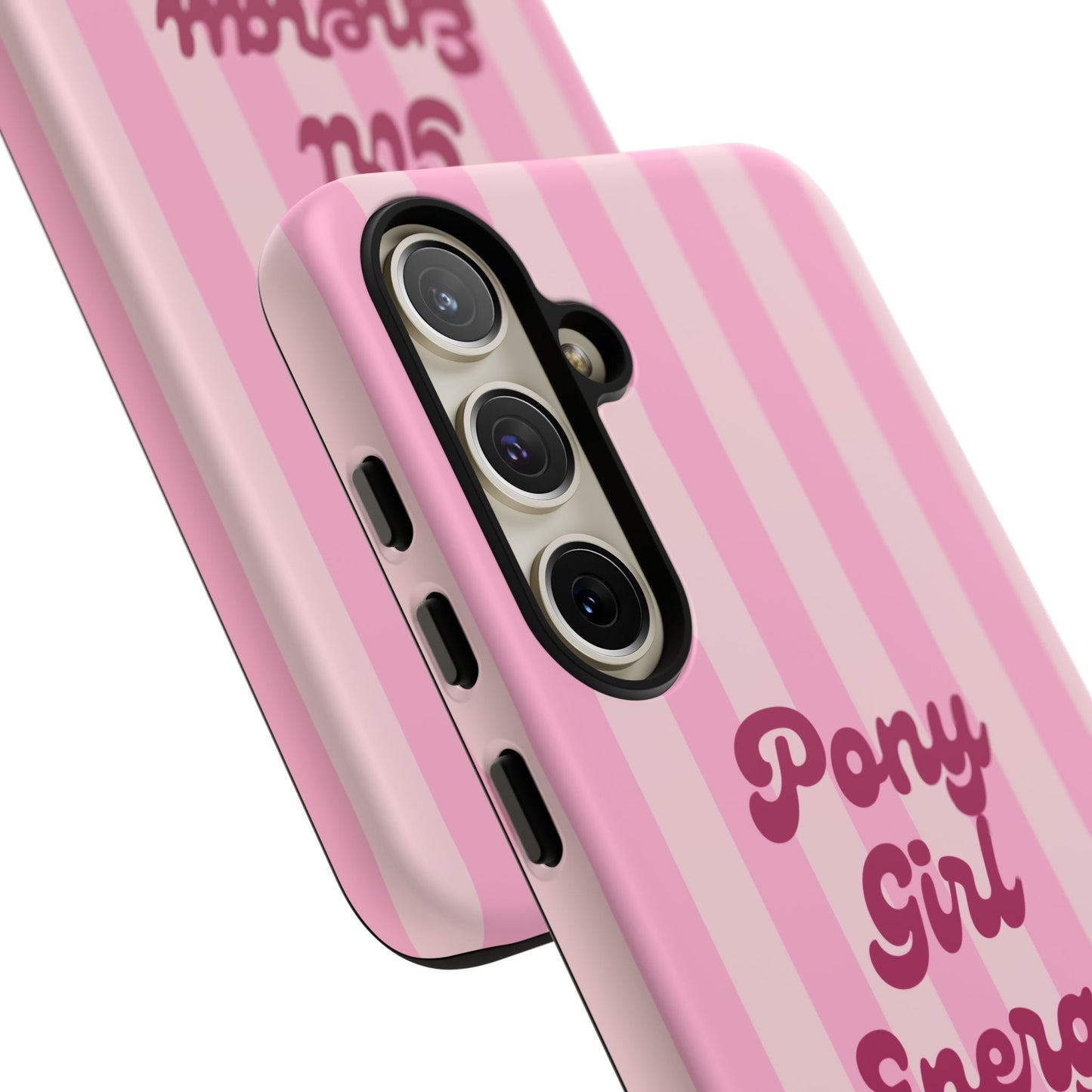 Pony Girl Energy Tough Phone Case — Pink Striped Protective Cover
