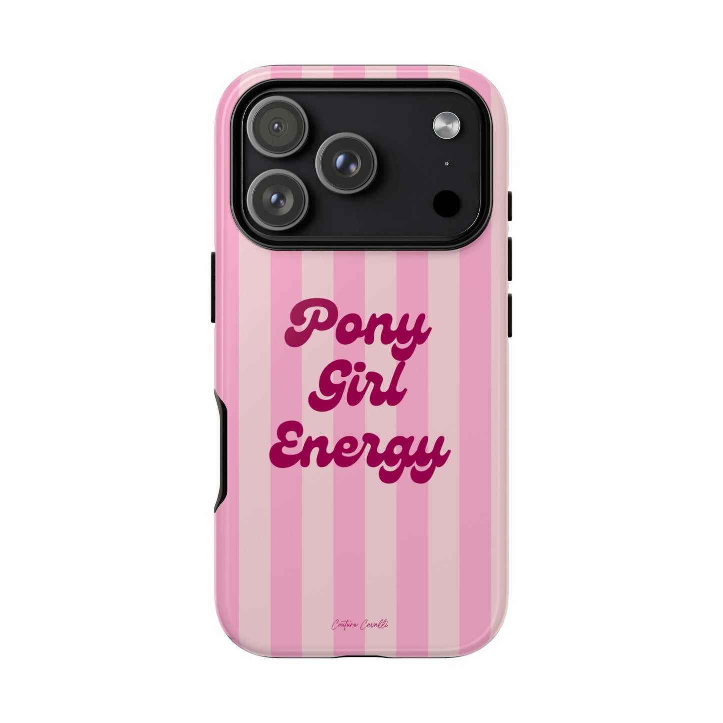 Pony Girl Energy Tough Phone Case — Pink Striped Protective Cover