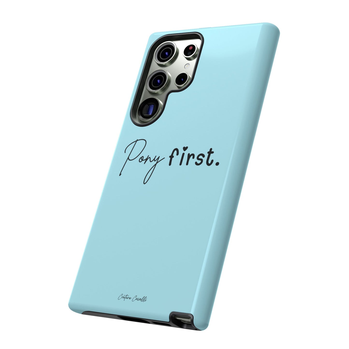 Pony First Phone Case - Protective Tough iPhone Cover with Minimalist Equestrian Script