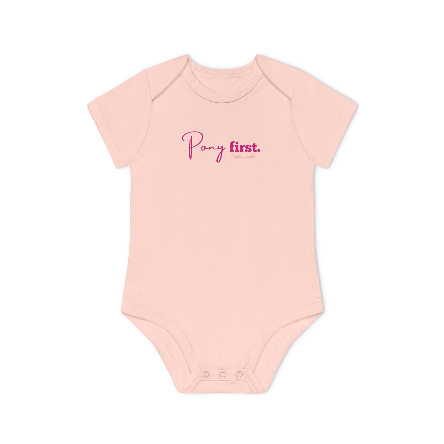 Pony First Baby Body – Pferdeliebe Body | Stall Baby Outfit | Reitsport Geschenkidee