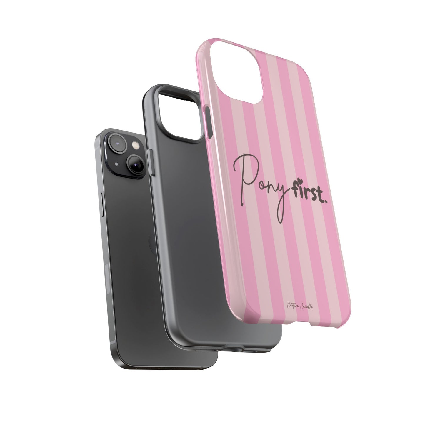 Pony First Phone Case — Pink Striped Tough Case for Horse Lovers