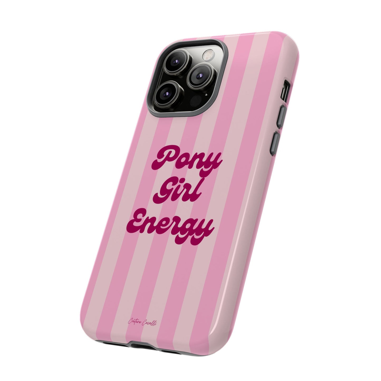 Pony Girl Energy Tough Phone Case — Pink Striped Protective Cover
