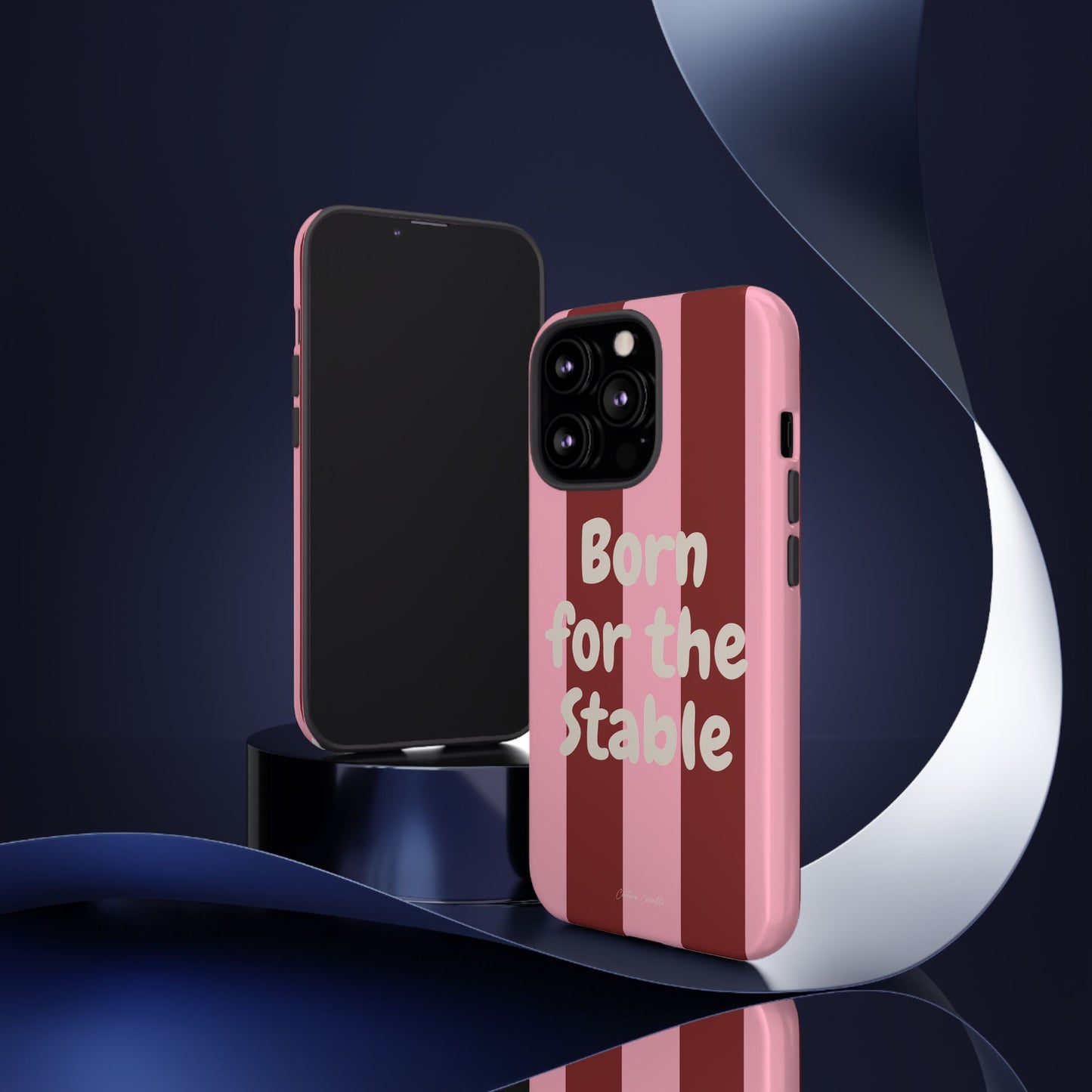 Phone Case — "Born for the Stable" Pink Striped Protective Tough Case