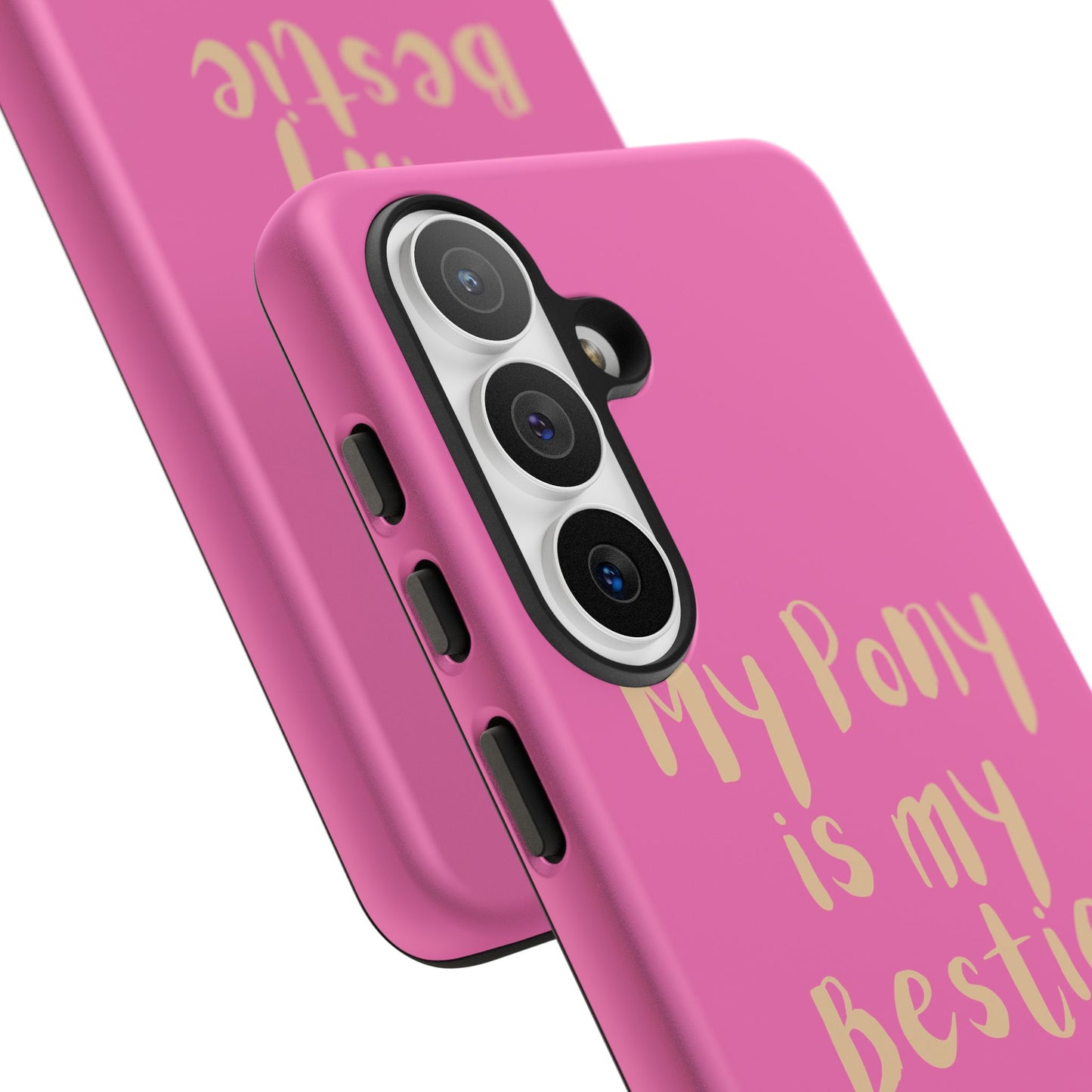 Pink 'My Pony Is My Bestie' Tough Phone Case I Handyhülle I Personalisiert mit Ponynamen