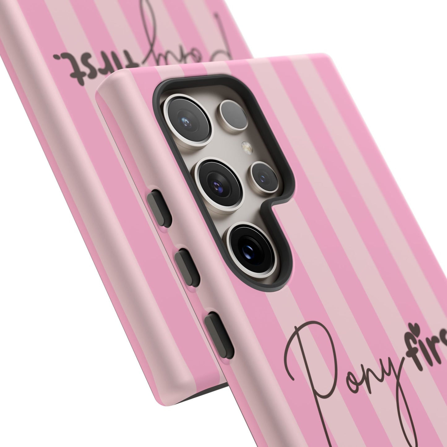 Pony First Phone Case — Pink Striped Tough Case for Horse Lovers