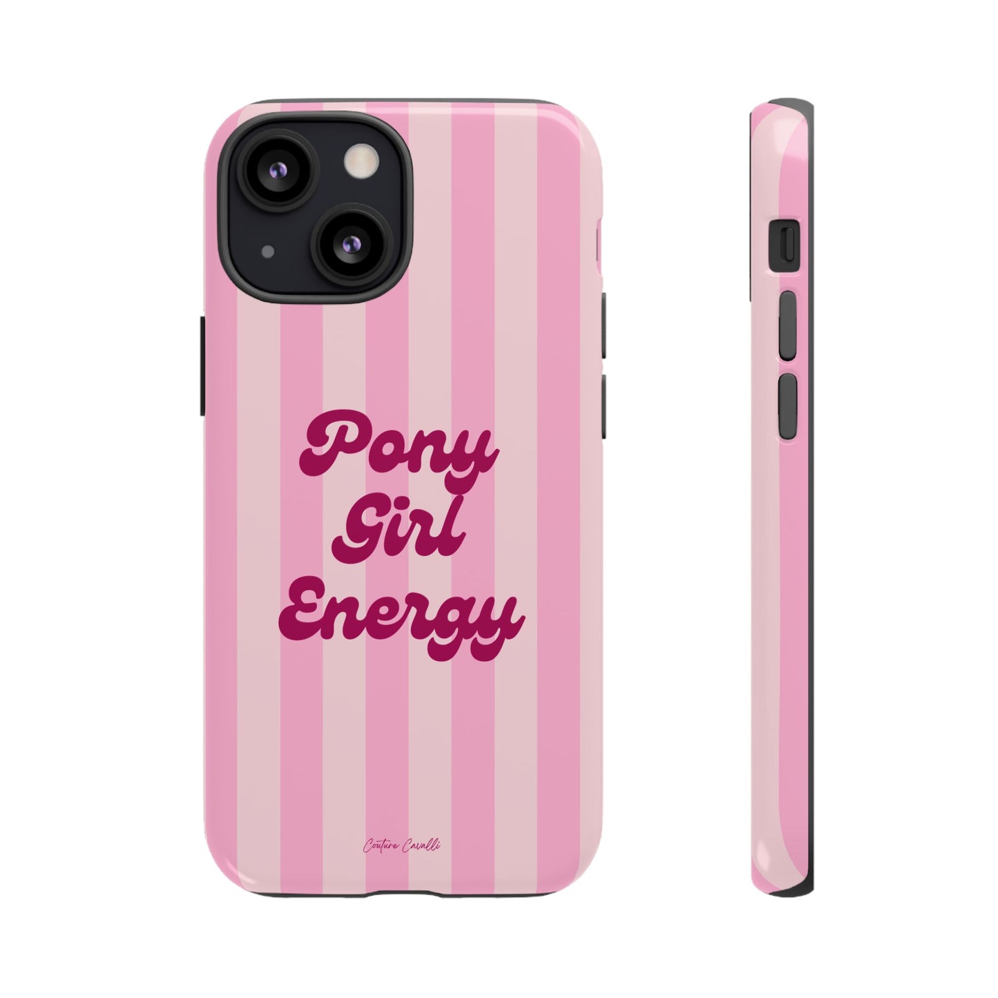 Pony Girl Energy Tough Phone Case — Pink Striped Protective Cover
