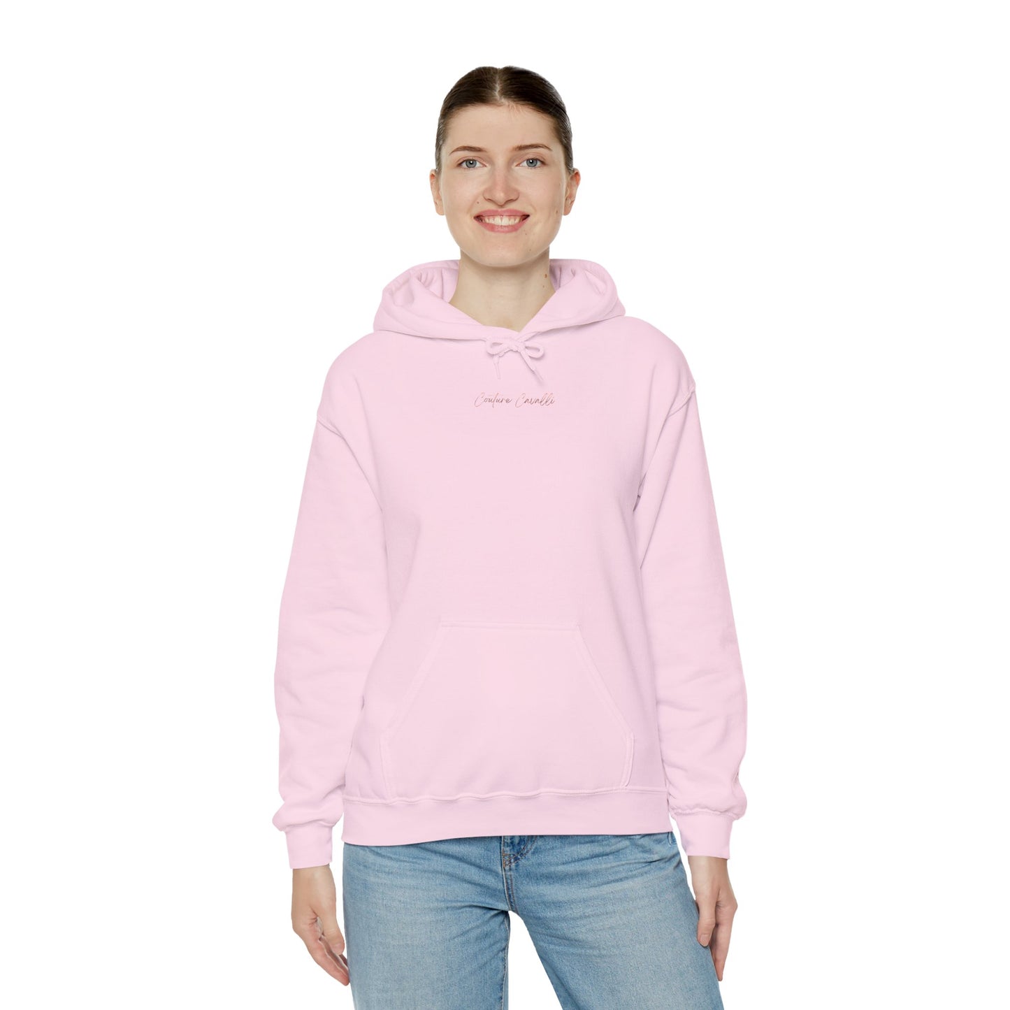 Horse First Hoodie — Equestrian White Pullover with 'Horse First.' Gold Script