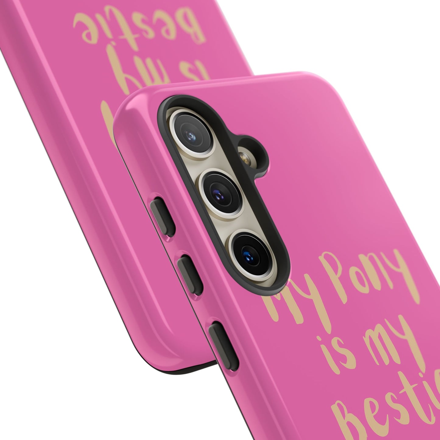 Pink 'My Pony Is My Bestie' Tough Phone Case I Handyhülle I Personalisiert mit Ponynamen