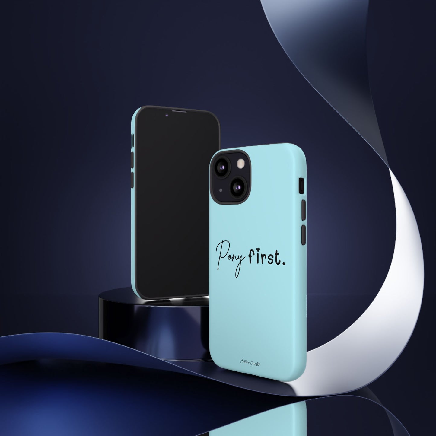 Pony First Phone Case - Protective Tough iPhone Cover with Minimalist Equestrian Script