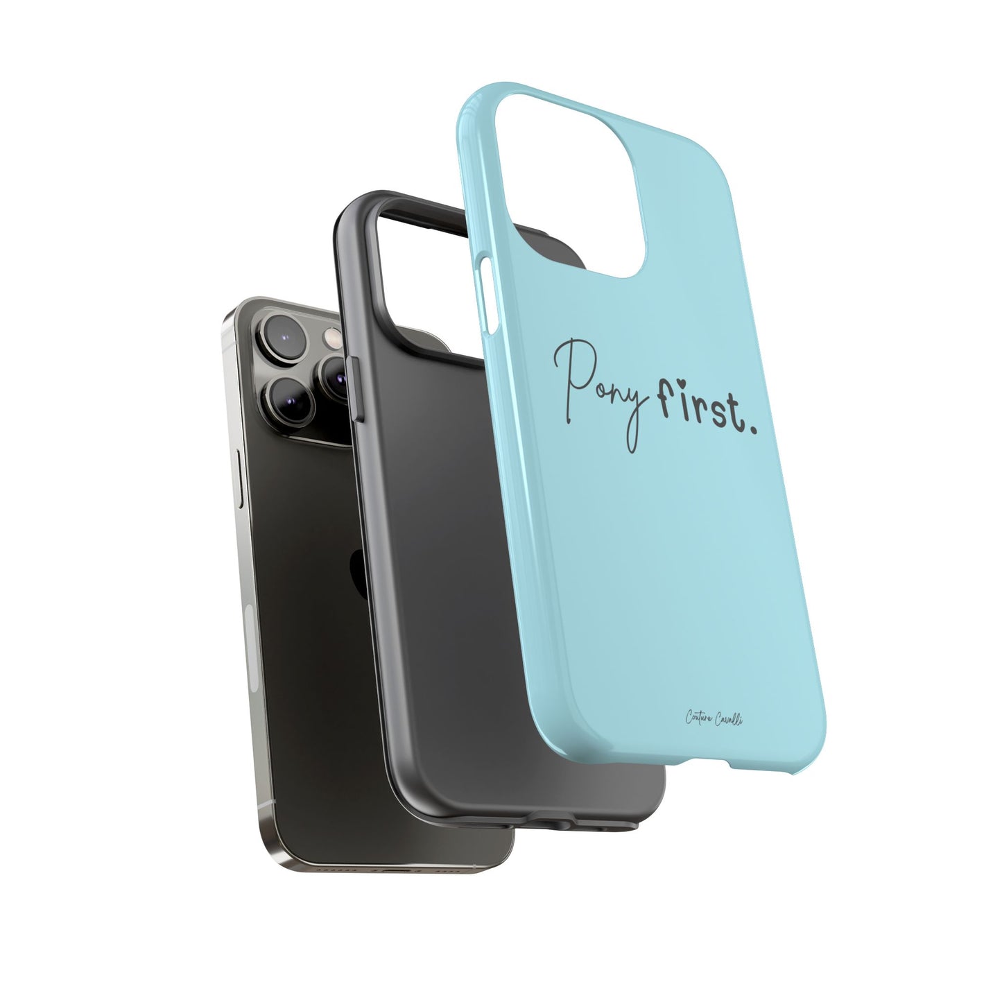 Pony First Phone Case - Protective Tough iPhone Cover with Minimalist Equestrian Script