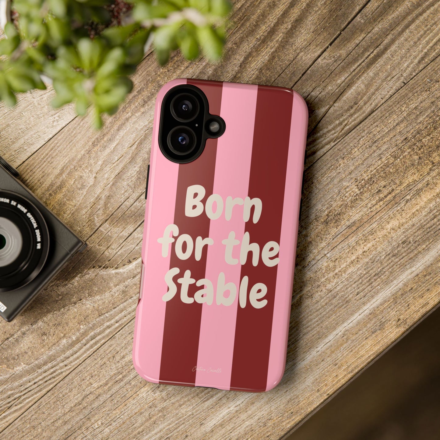 Phone Case — "Born for the Stable" Pink Striped Protective Tough Case