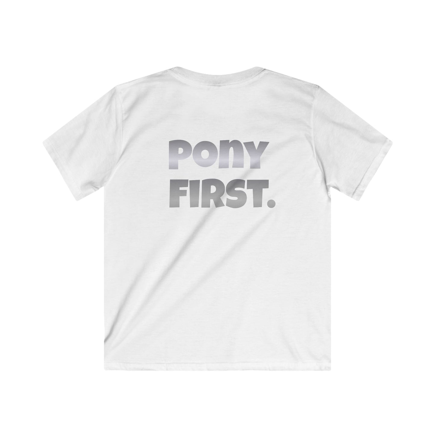 Pony First T Shirt personalisiert mit Ponyname I Reitsport Kinder mit Rückenprint I Geschenk für Reiter Mädchen I Couture Cavalli